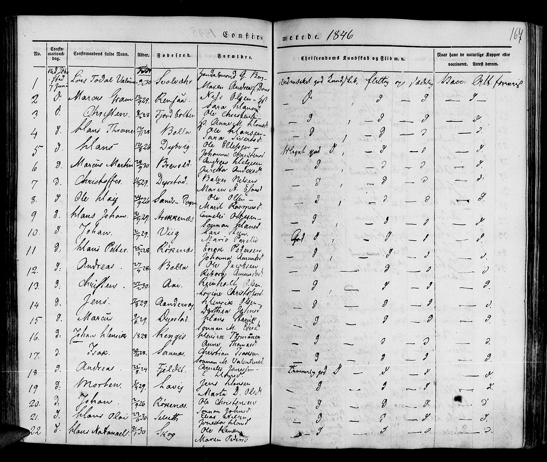 Ibestad sokneprestembete, SATØ/S-0077/H/Ha/Haa/L0006kirke: Parish register (official) no. 6, 1837-1850, p. 167