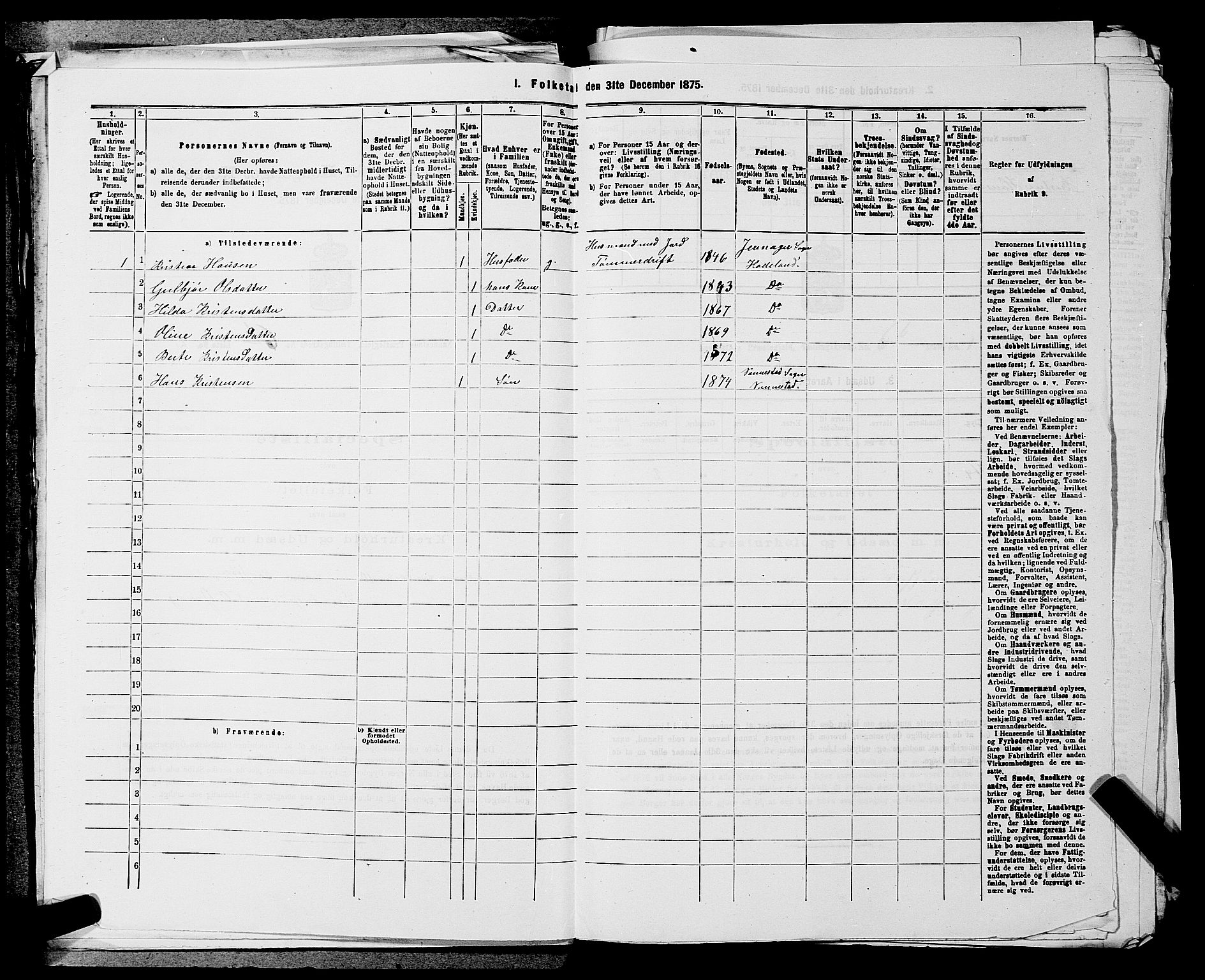 RA, 1875 census for 0238P Nannestad, 1875, p. 994