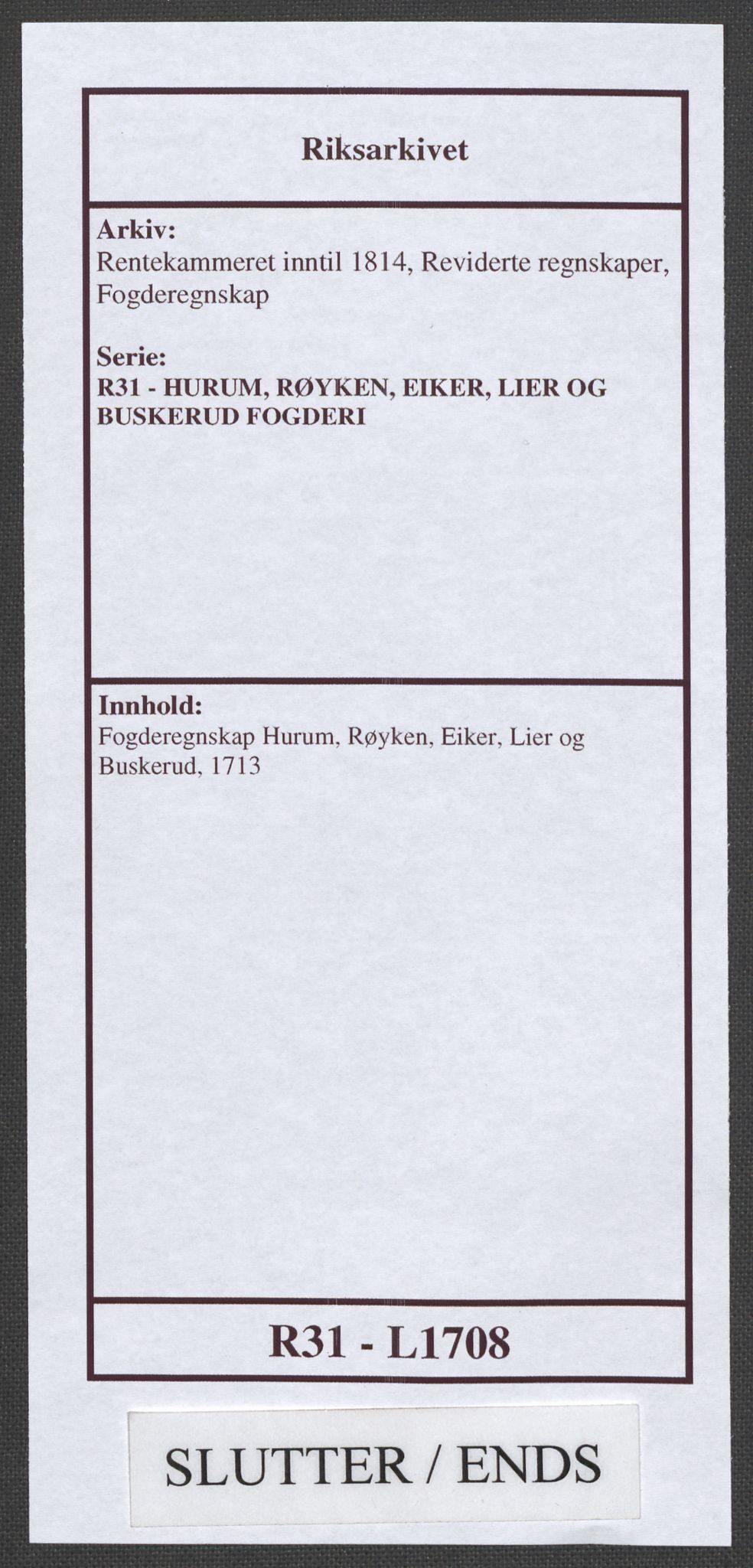 Rentekammeret inntil 1814, Reviderte regnskaper, Fogderegnskap, AV/RA-EA-4092/R31/L1708: Fogderegnskap Hurum, Røyken, Eiker, Lier og Buskerud, 1713, p. 462