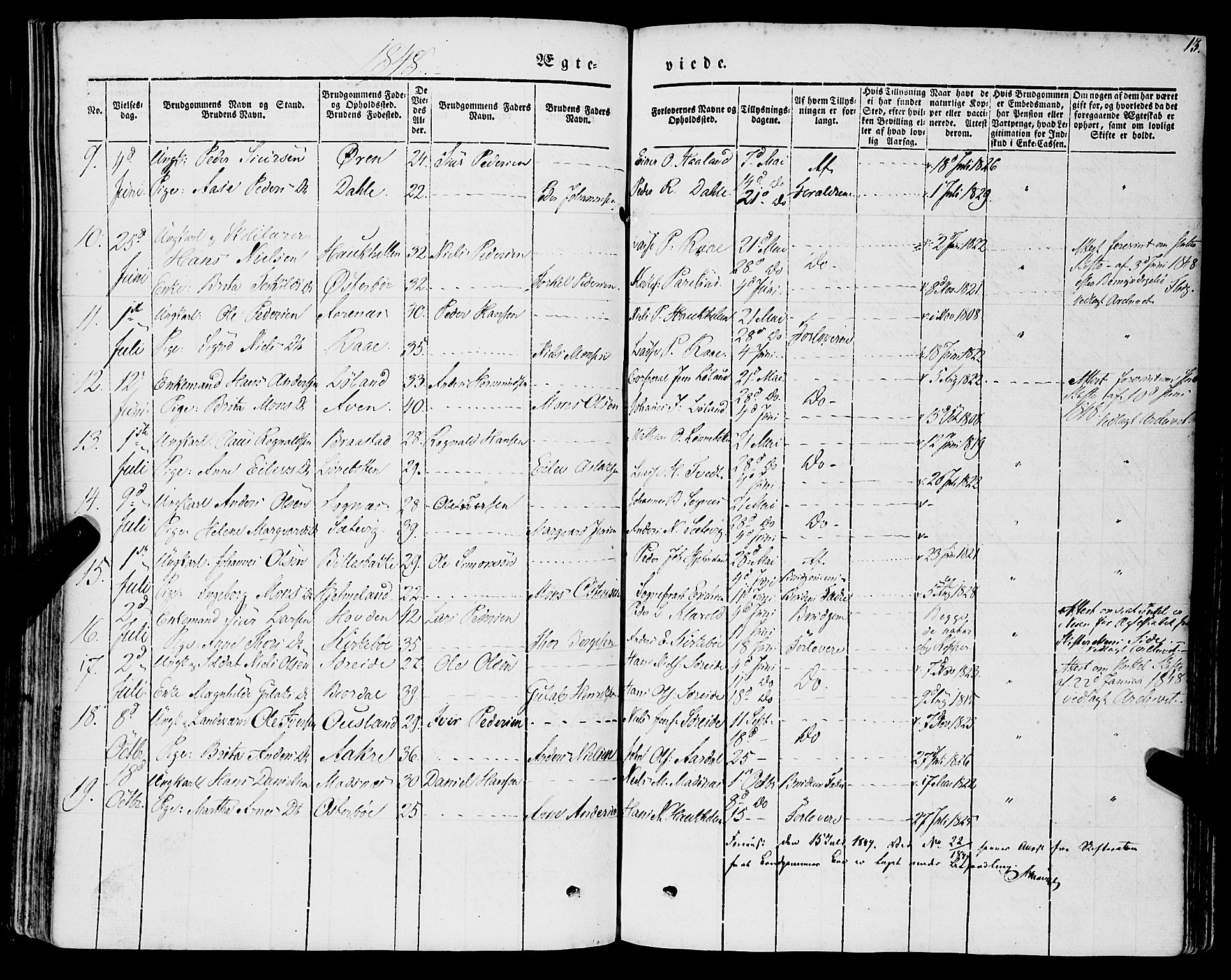 Lavik sokneprestembete, AV/SAB-A-80901: Parish register (official) no. A 3, 1843-1863, p. 13