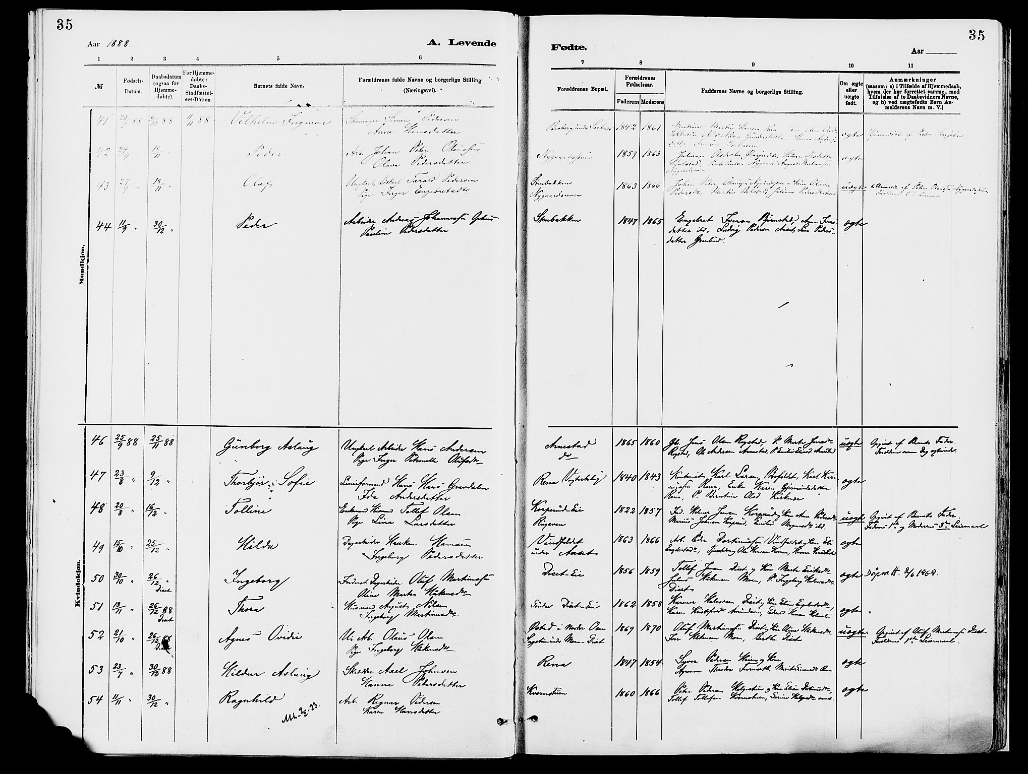 Åmot prestekontor, Hedmark, AV/SAH-PREST-056/H/Ha/Haa/L0010: Parish register (official) no. 10, 1884-1889, p. 35