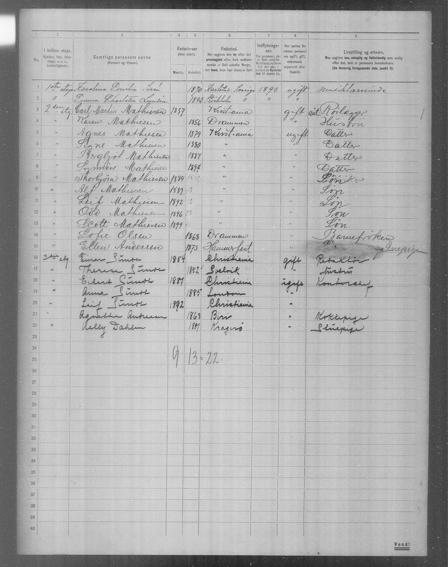 OBA, Municipal Census 1904 for Kristiania, 1904, p. 12585