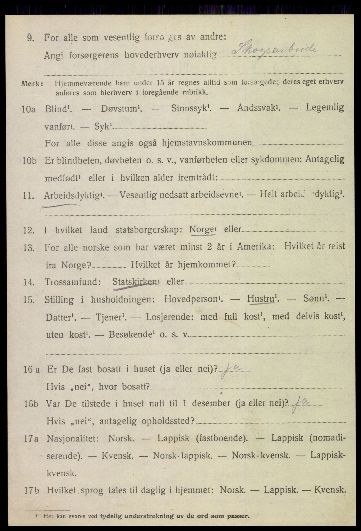 SAT, 1920 census for Grong, 1920, p. 3288