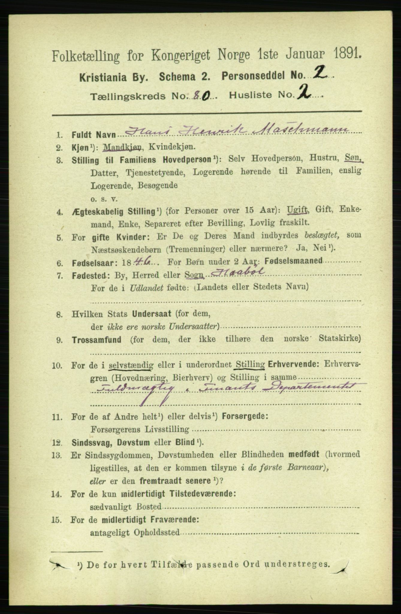 RA, 1891 census for 0301 Kristiania, 1891, p. 41295