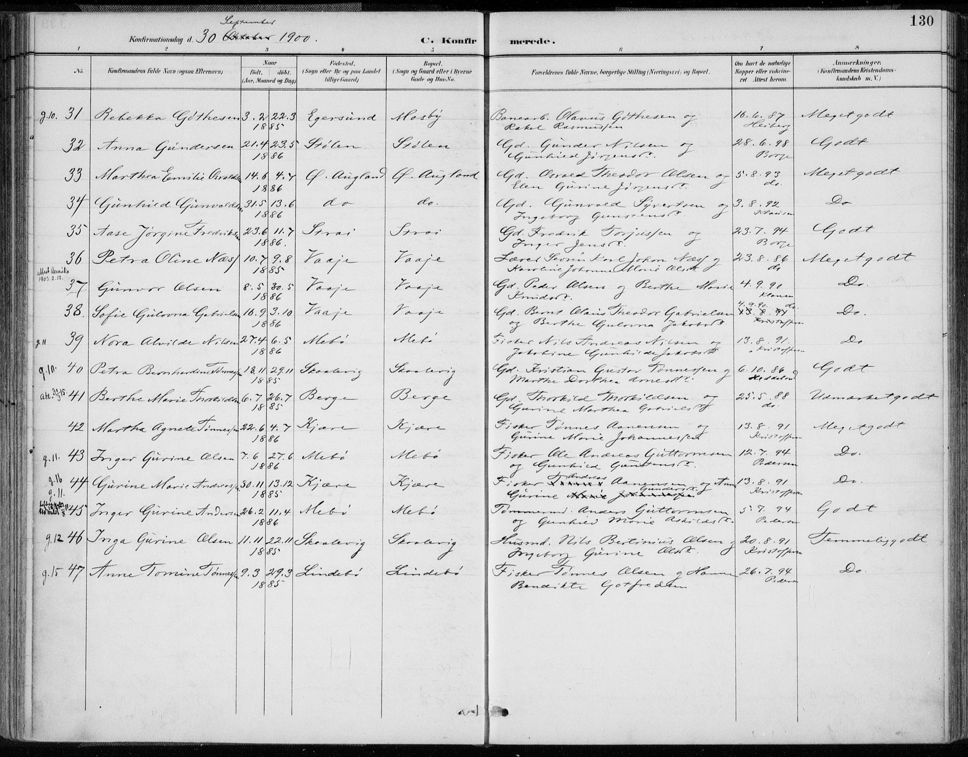 Oddernes sokneprestkontor, AV/SAK-1111-0033/F/Fa/Faa/L0010: Parish register (official) no. A 10, 1897-1911, p. 130