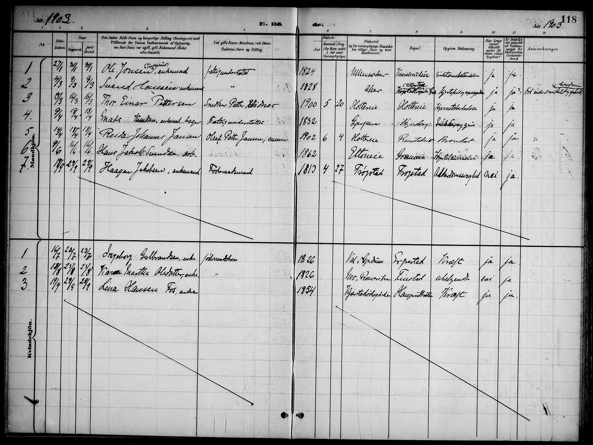 Nannestad prestekontor Kirkebøker, SAO/A-10414a/G/Gb/L0001: Parish register (copy) no. II 1, 1901-1917, p. 118