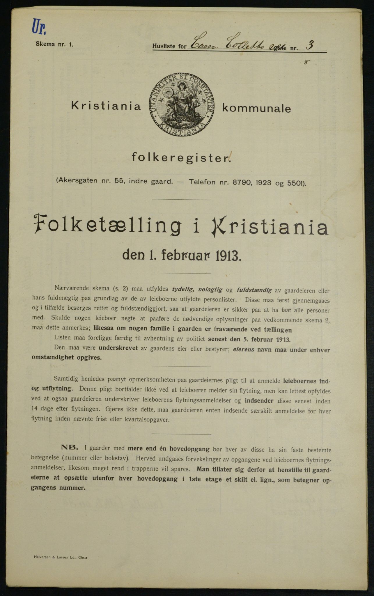 OBA, Municipal Census 1913 for Kristiania, 1913, p. 11598