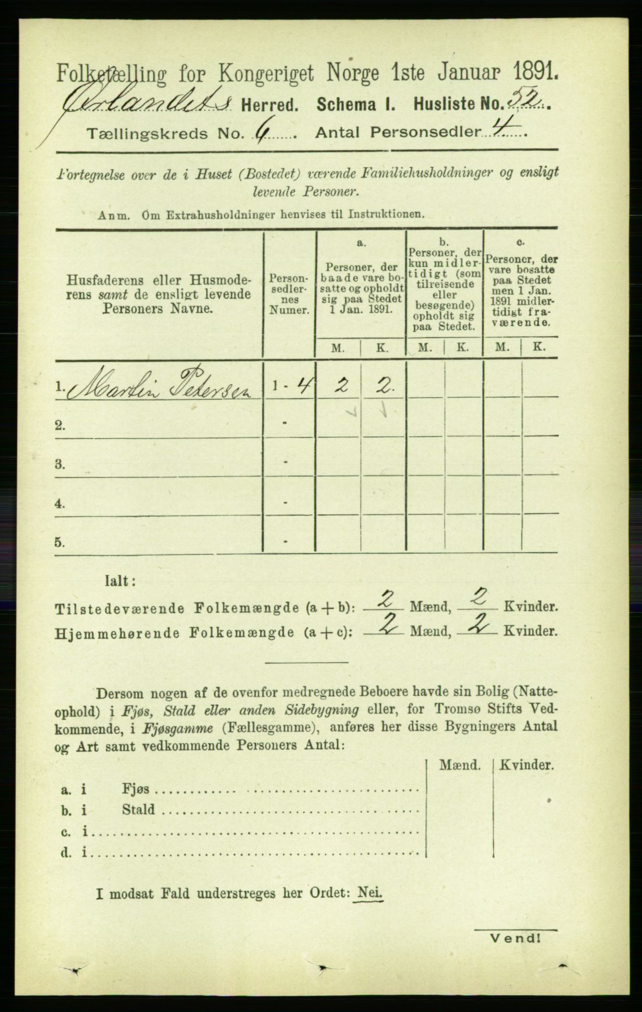 RA, 1891 census for 1621 Ørland, 1891, p. 1808