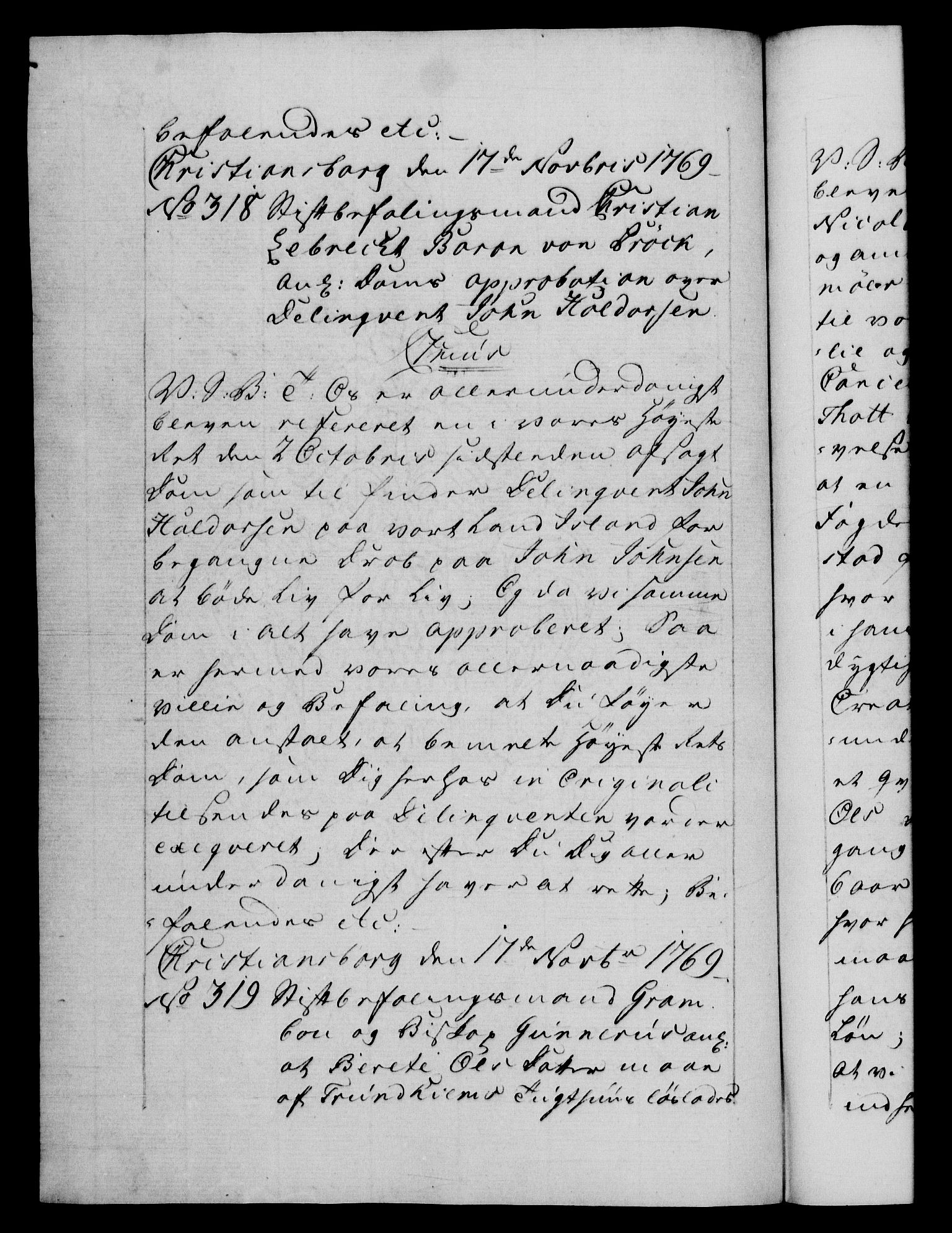 Danske Kanselli 1572-1799, AV/RA-EA-3023/F/Fc/Fca/Fcab/L0039: Norske tegnelser, 1769-1771, p. 166b