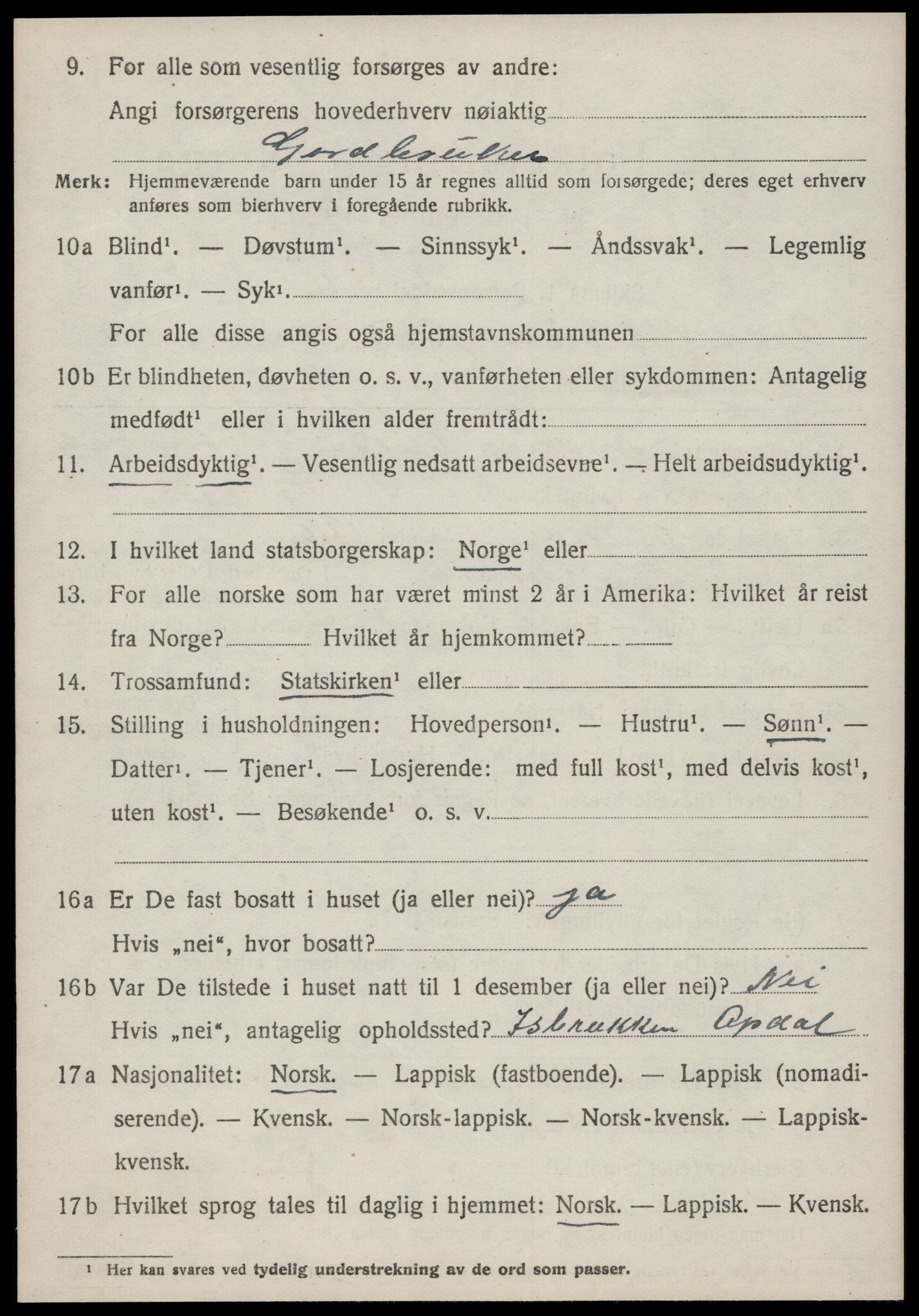 SAT, 1920 census for Oppdal, 1920, p. 5698