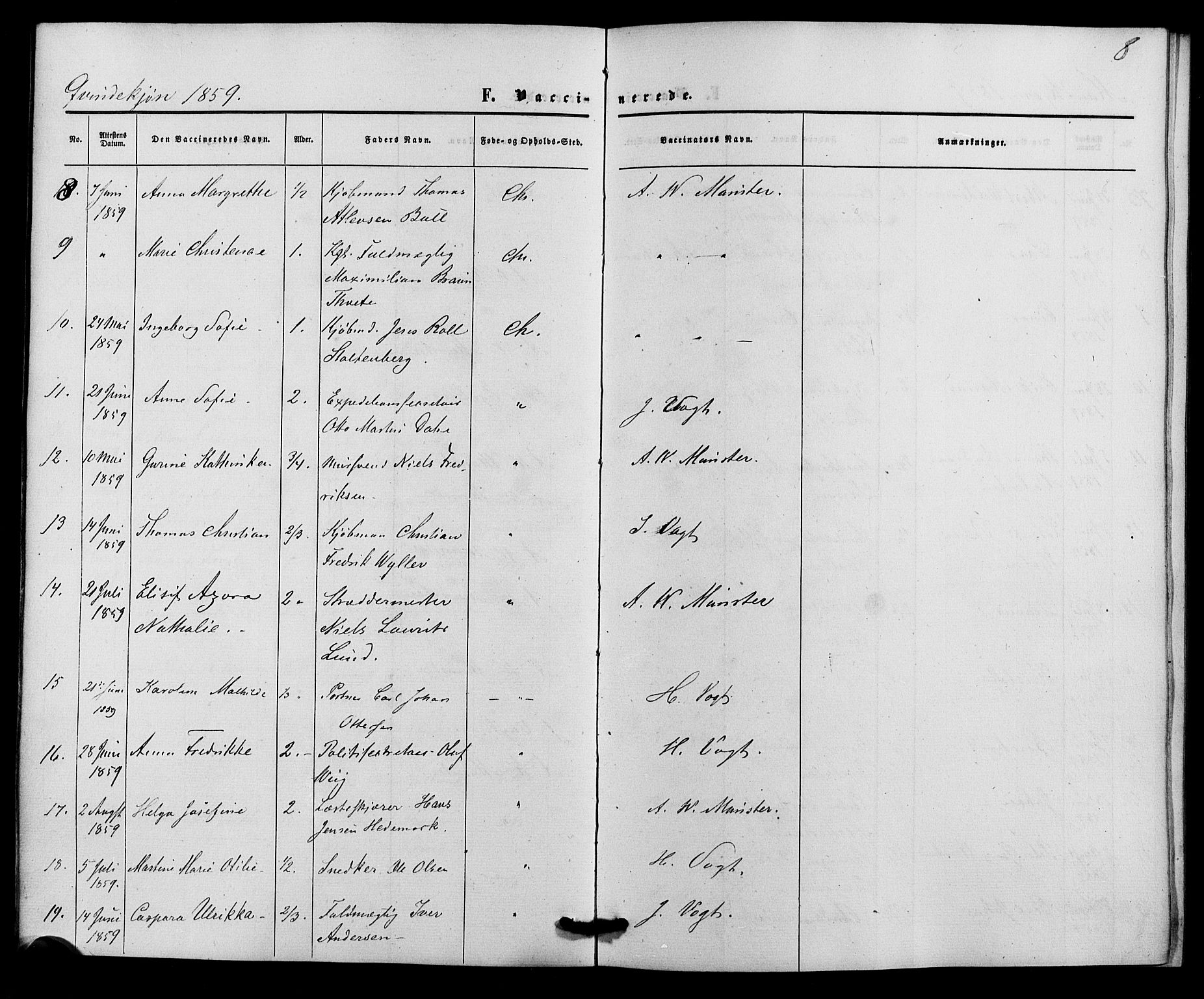 Trefoldighet prestekontor Kirkebøker, AV/SAO-A-10882/F/Fh/L0001: Vaccination register no. 1, 1857-1867, p. 8