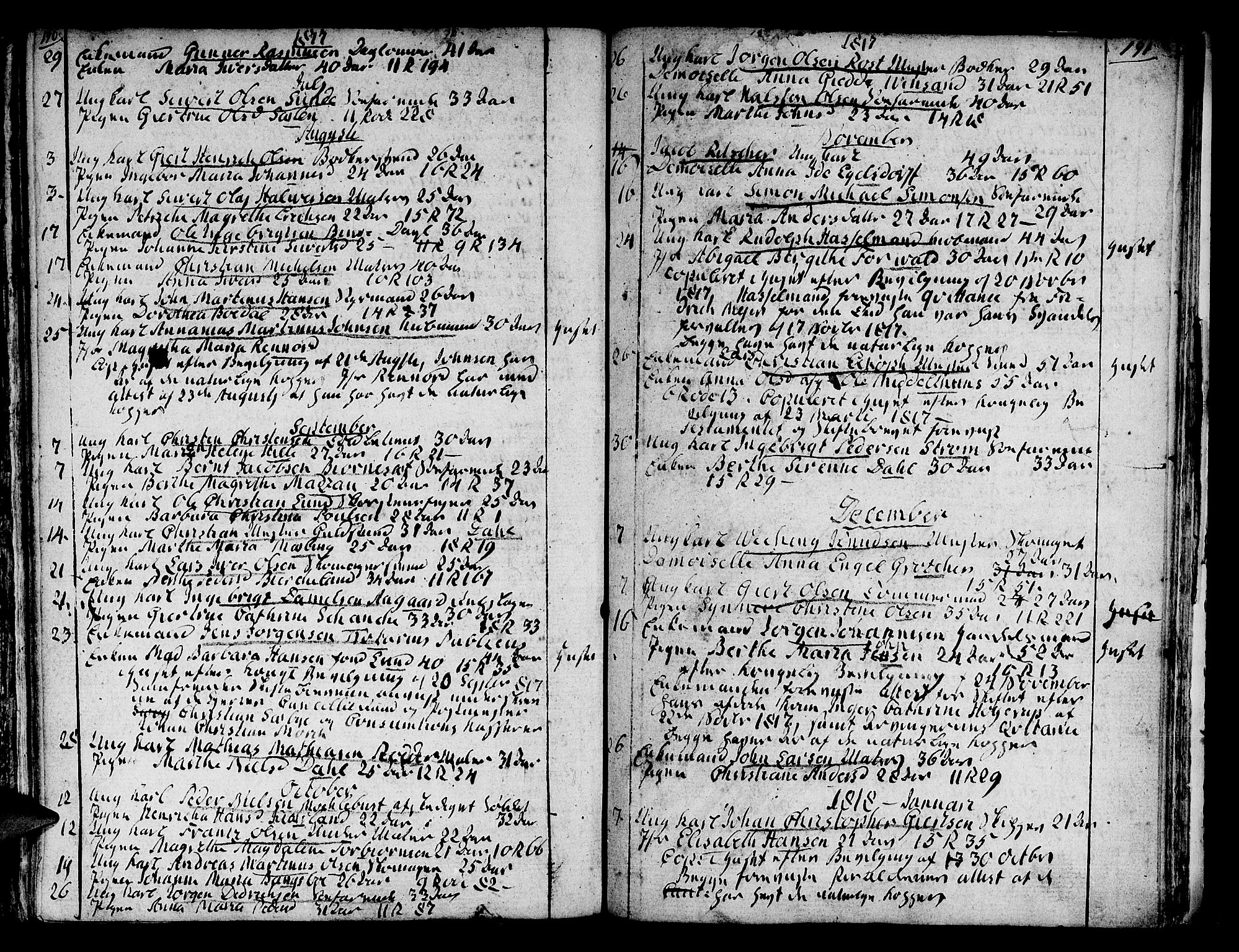 Domkirken sokneprestembete, SAB/A-74801/H/Haa/L0007: Parish register (official) no. A 7, 1725-1826, p. 190-191