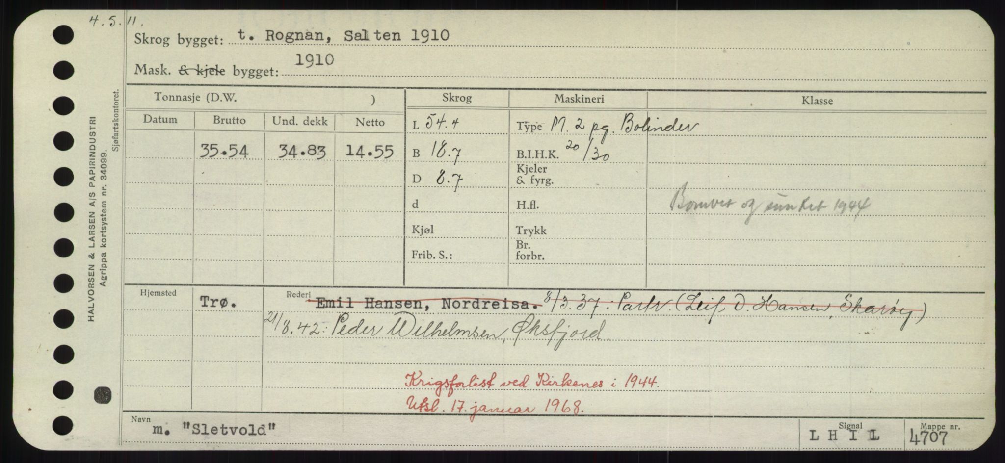 Sjøfartsdirektoratet med forløpere, Skipsmålingen, AV/RA-S-1627/H/Hd/L0034: Fartøy, Sk-Slå, p. 457
