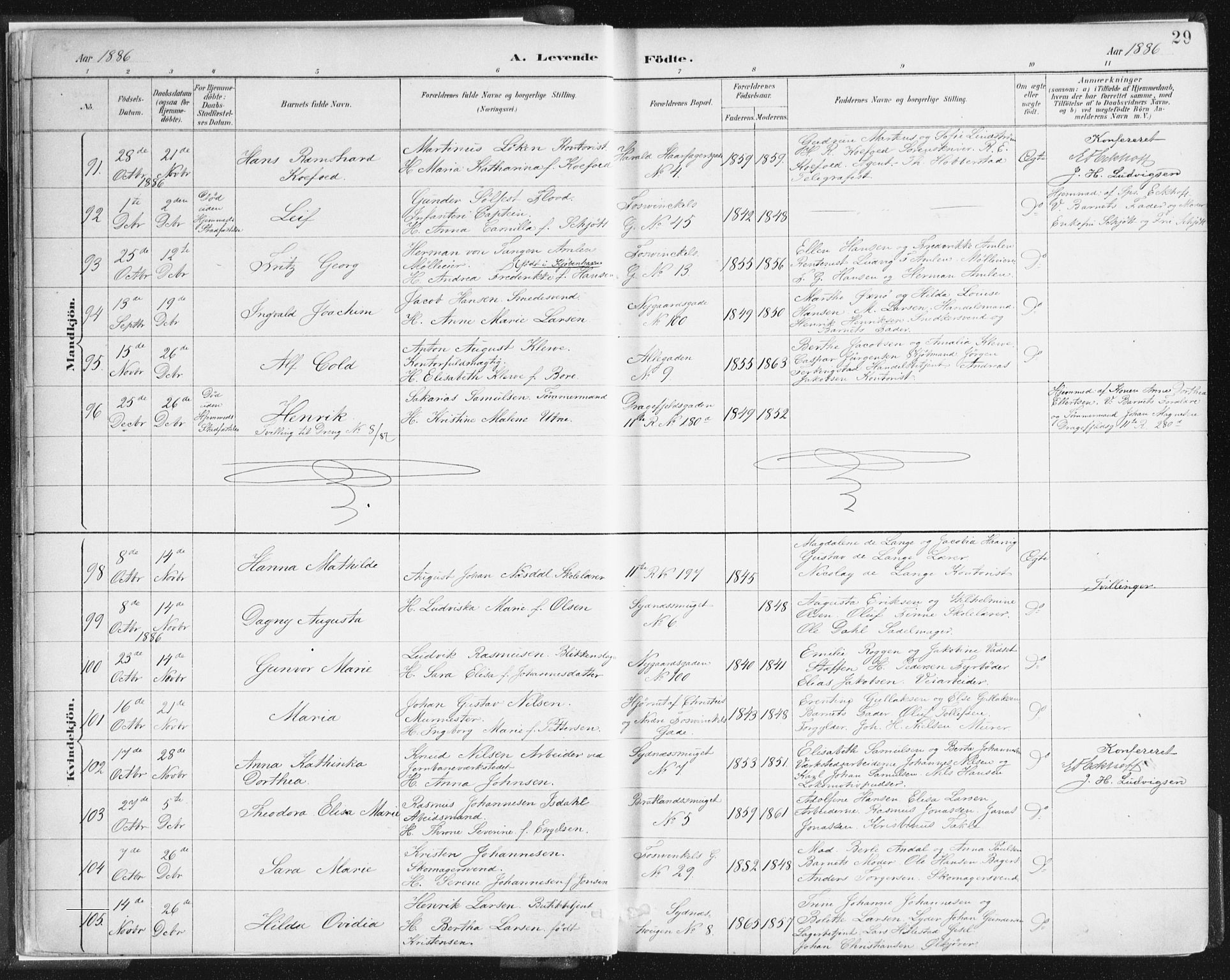 Johanneskirken sokneprestembete, SAB/A-76001/H/Haa/L0001: Parish register (official) no. A 1, 1885-1900, p. 29
