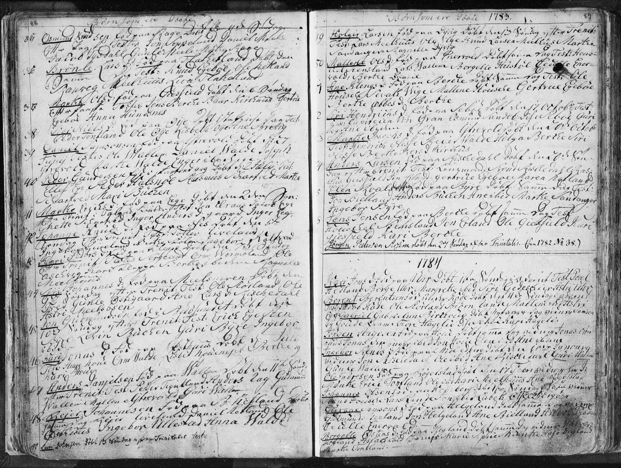 Hjelmeland sokneprestkontor, AV/SAST-A-101843/01/IV/L0001: Parish register (official) no. A 1, 1760-1799, p. 88-89