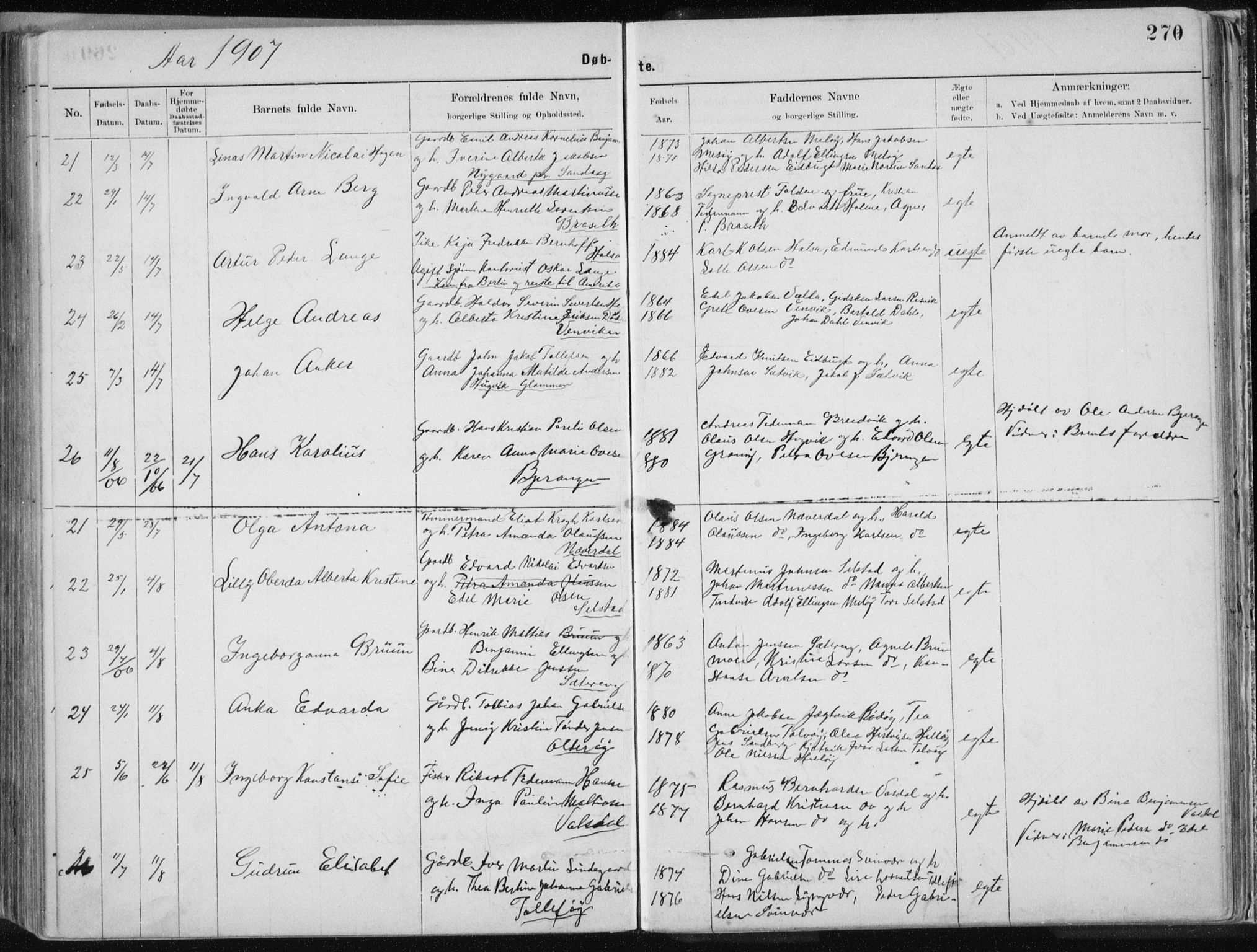 Ministerialprotokoller, klokkerbøker og fødselsregistre - Nordland, AV/SAT-A-1459/843/L0636: Parish register (copy) no. 843C05, 1884-1909, p. 270