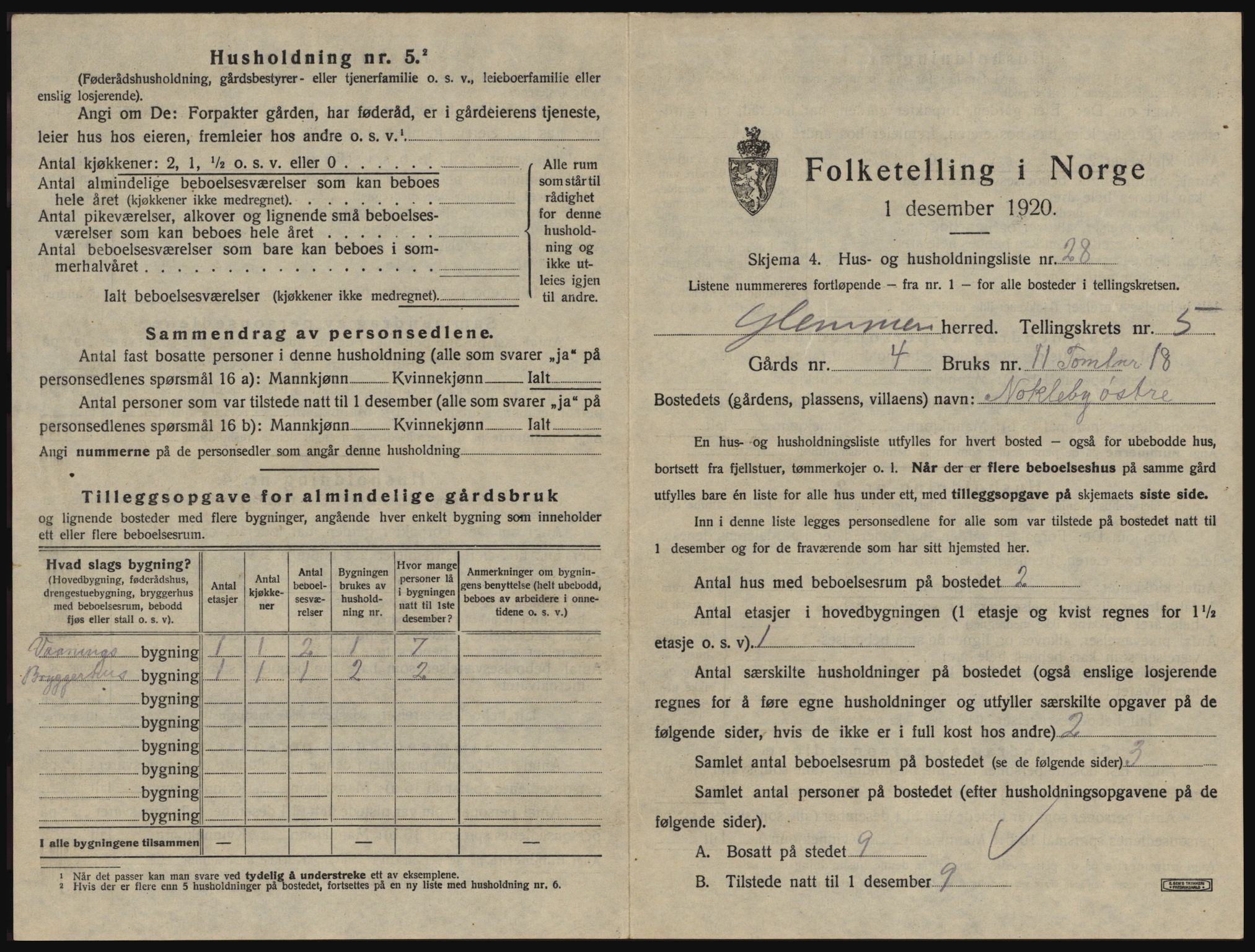 SAO, 1920 census for Glemmen, 1920, p. 1711