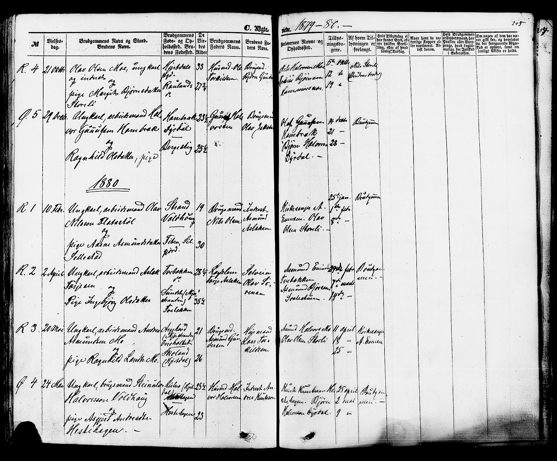Rauland kirkebøker, SAKO/A-292/F/Fa/L0003: Parish register (official) no. 3, 1859-1886, p. 245