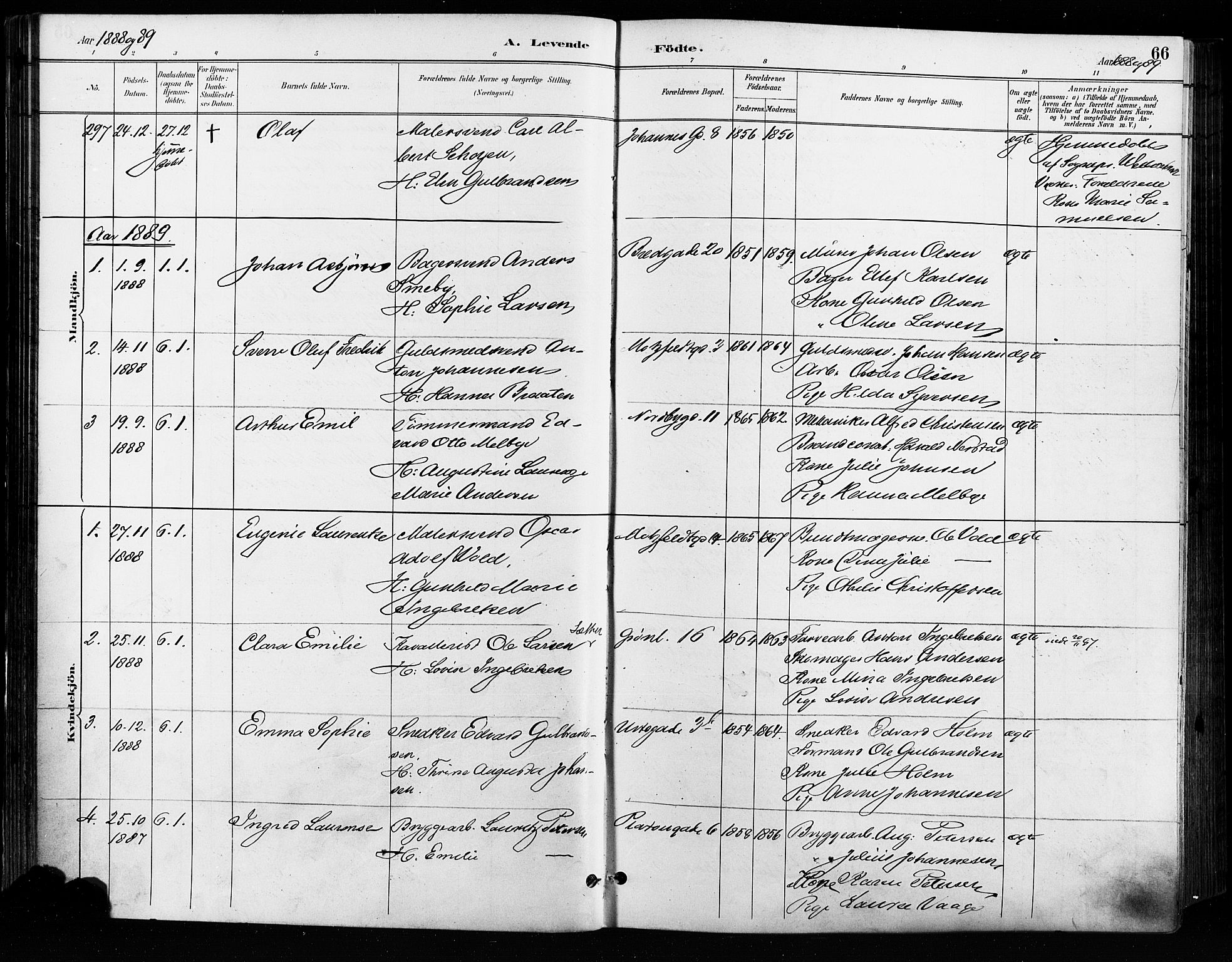 Grønland prestekontor Kirkebøker, AV/SAO-A-10848/F/Fa/L0009: Parish register (official) no. 9, 1888-1893, p. 66