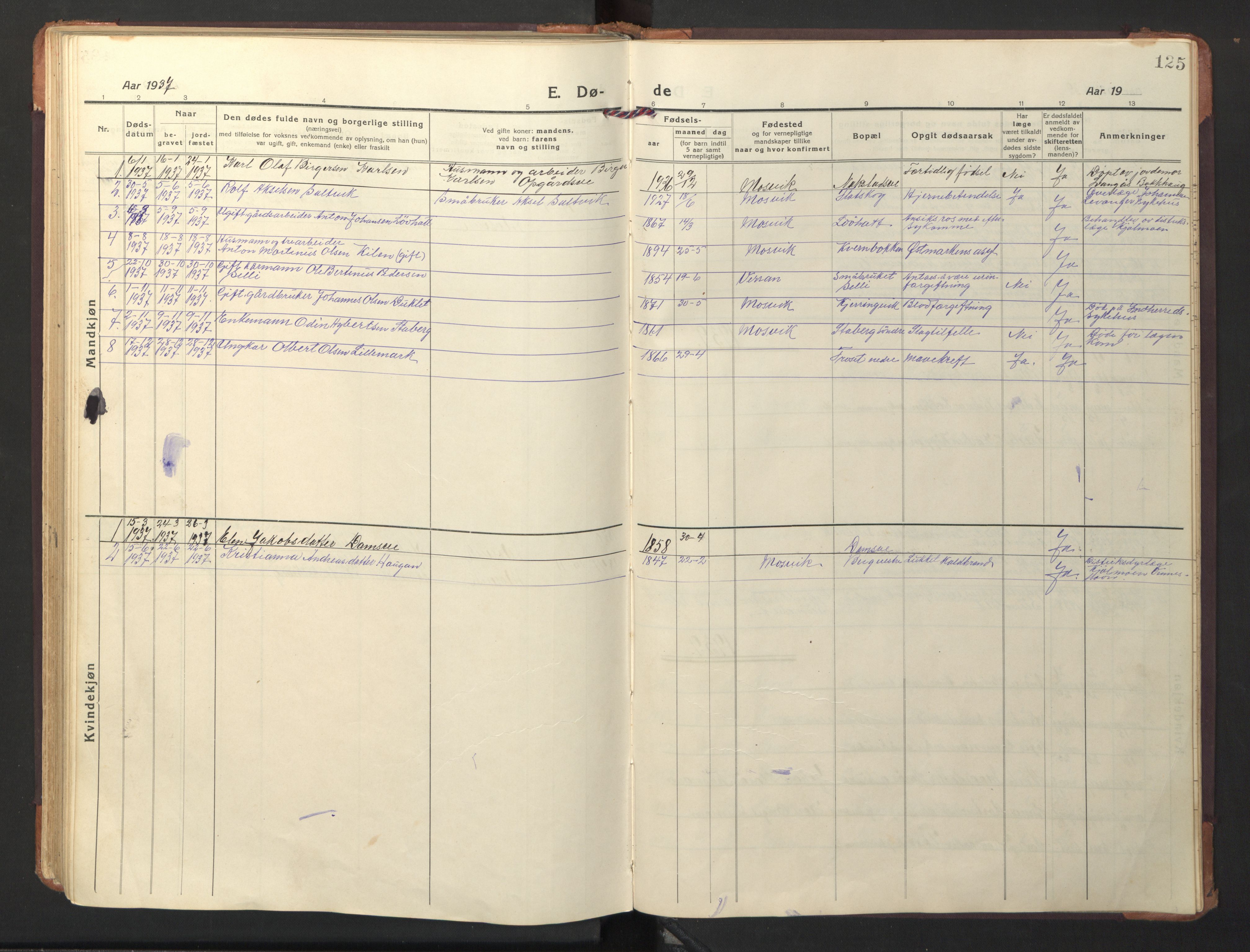 Ministerialprotokoller, klokkerbøker og fødselsregistre - Nord-Trøndelag, SAT/A-1458/733/L0328: Parish register (copy) no. 733C03, 1919-1966, p. 125