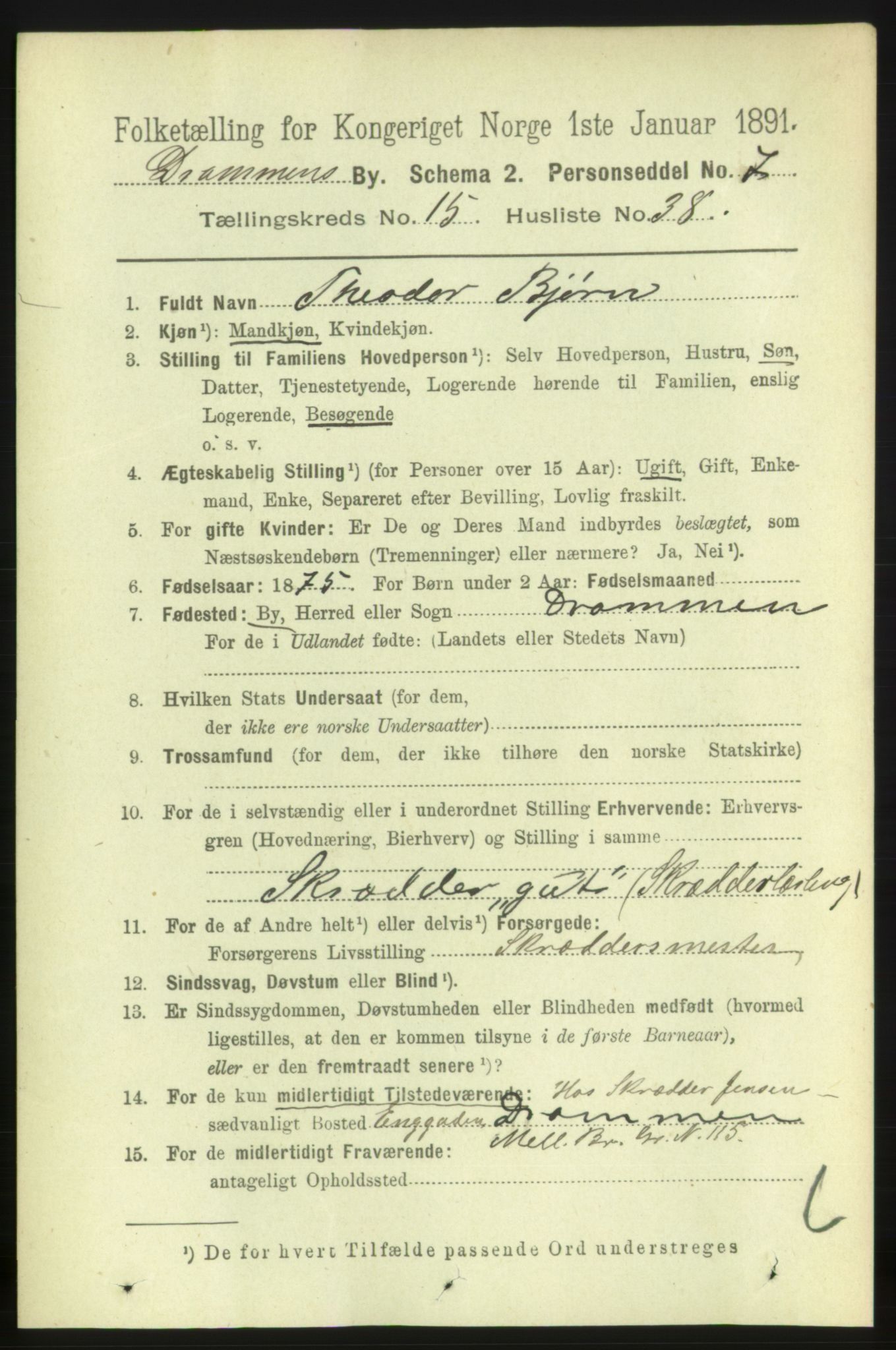 RA, 1891 census for 0602 Drammen, 1891, p. 10935