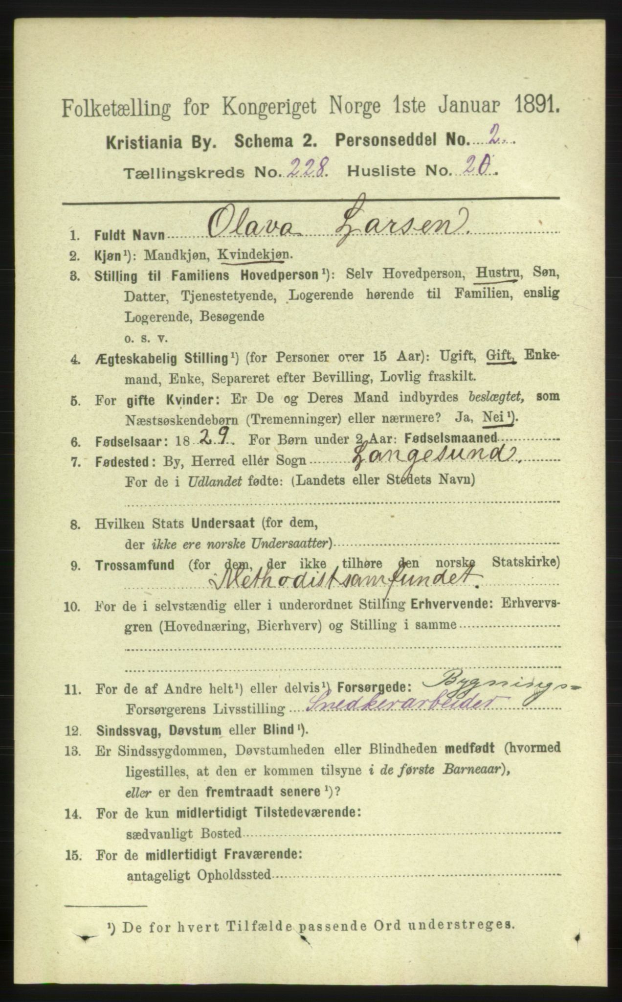 RA, 1891 census for 0301 Kristiania, 1891, p. 140072