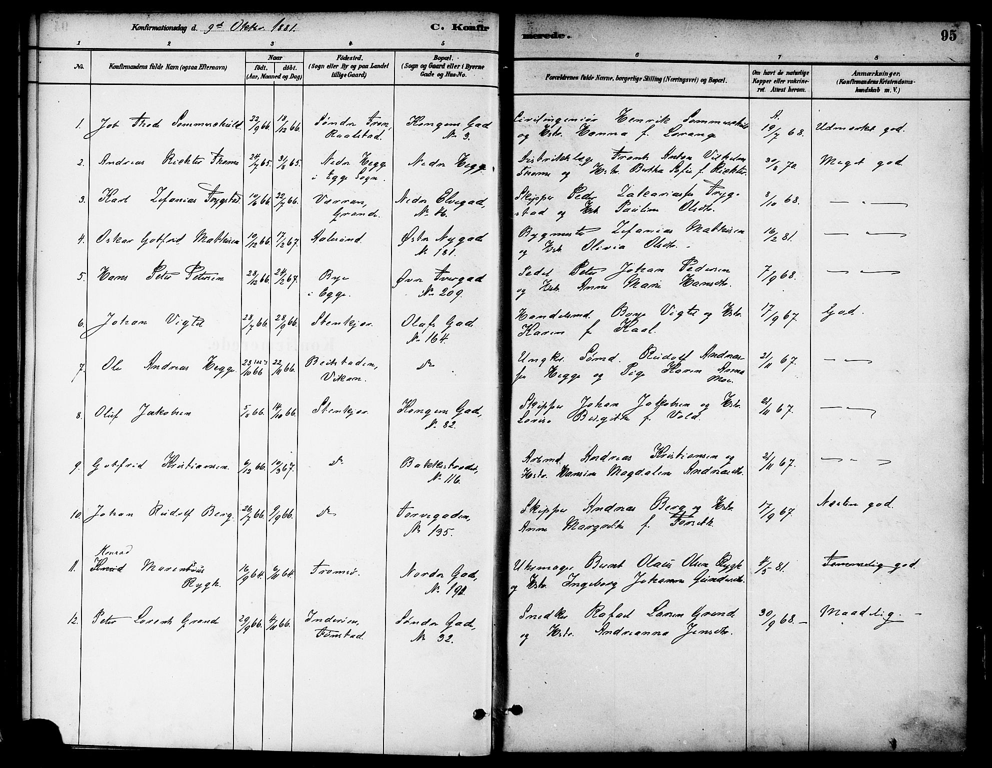 Ministerialprotokoller, klokkerbøker og fødselsregistre - Nord-Trøndelag, SAT/A-1458/739/L0371: Parish register (official) no. 739A03, 1881-1895, p. 95