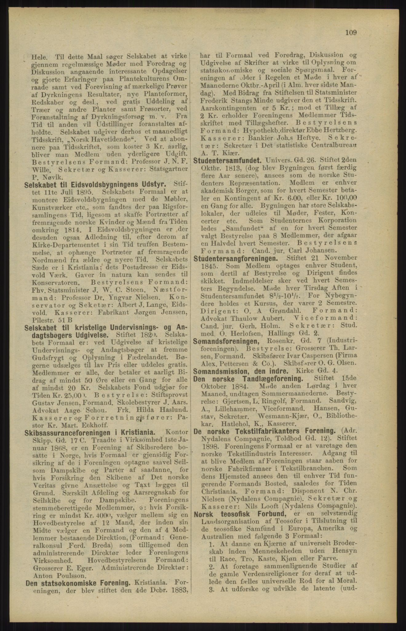 Kristiania/Oslo adressebok, PUBL/-, 1904, p. 109