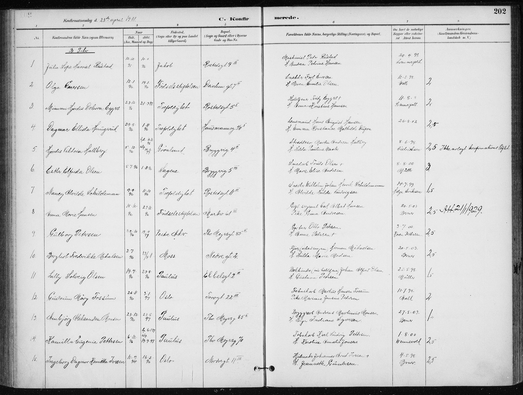 Jakob prestekontor Kirkebøker, AV/SAO-A-10850/F/Fa/L0008: Parish register (official) no. 8, 1892-1924, p. 202