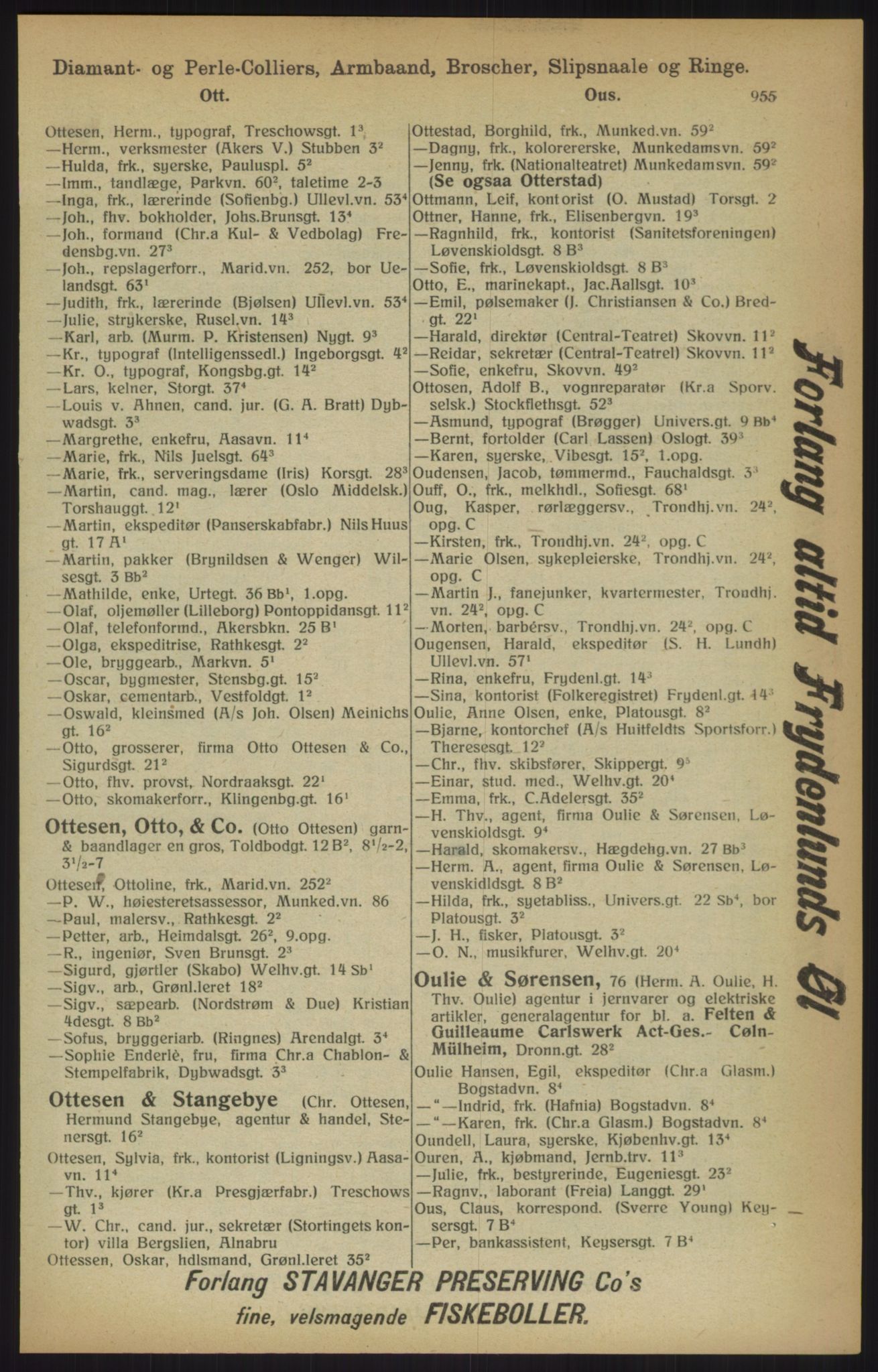 Kristiania/Oslo adressebok, PUBL/-, 1915, p. 955