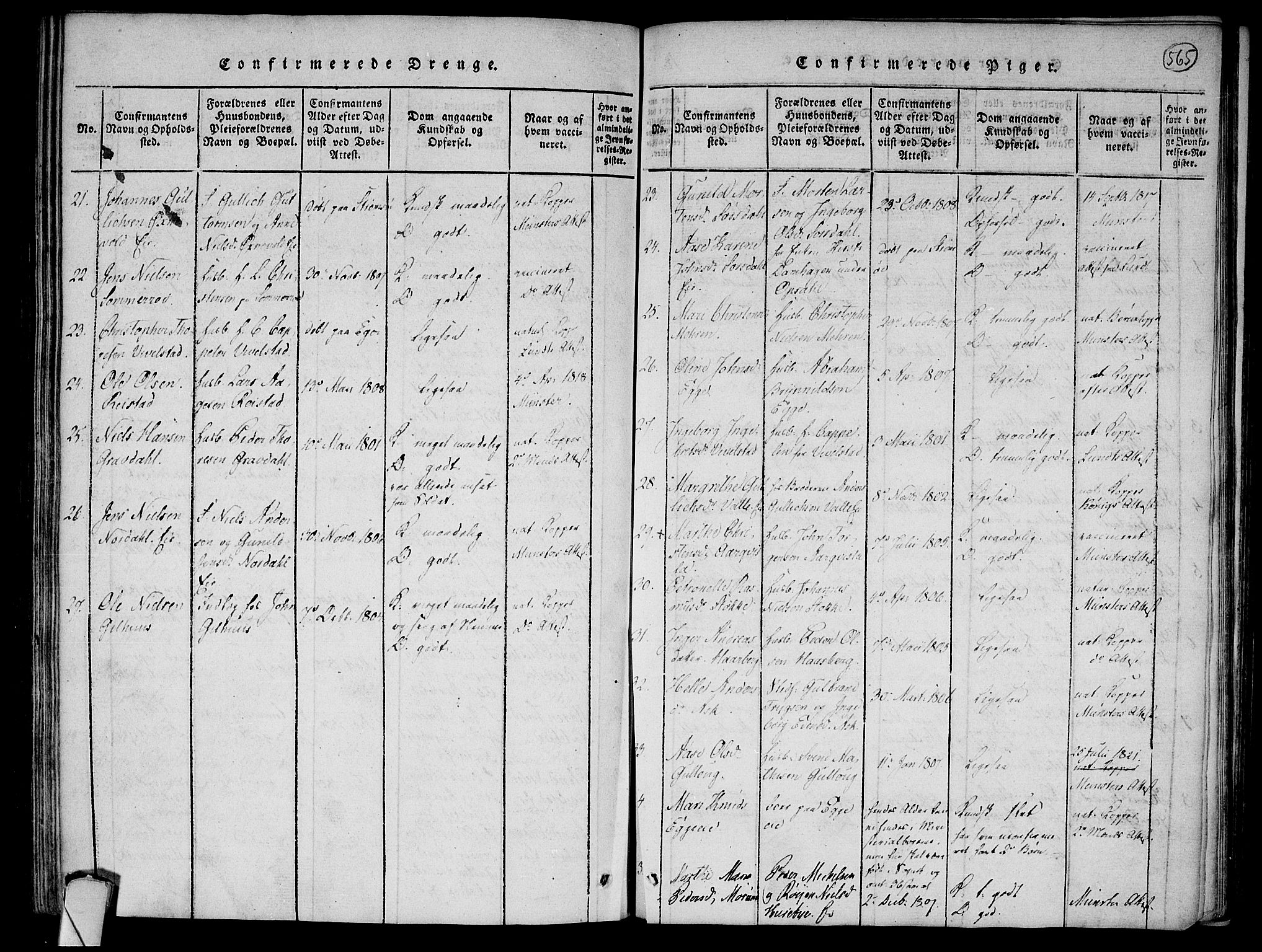 Lier kirkebøker, SAKO/A-230/F/Fa/L0008: Parish register (official) no. I 8, 1813-1825, p. 564-565