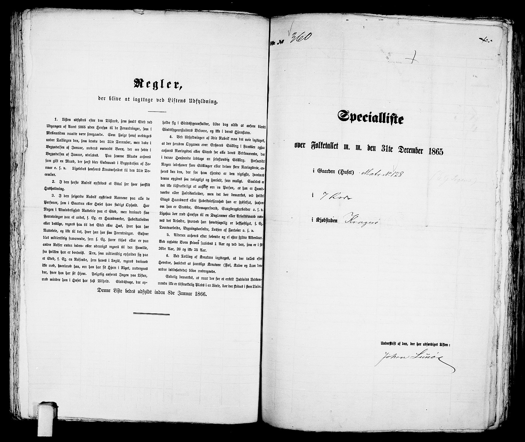 RA, 1865 census for Kragerø/Kragerø, 1865, p. 735