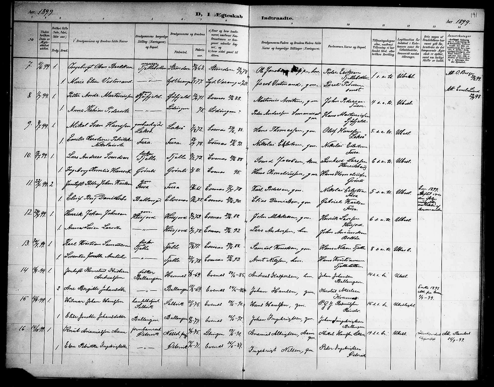 Ministerialprotokoller, klokkerbøker og fødselsregistre - Nordland, SAT/A-1459/863/L0915: Parish register (copy) no. 863C05, 1898-1907, p. 191