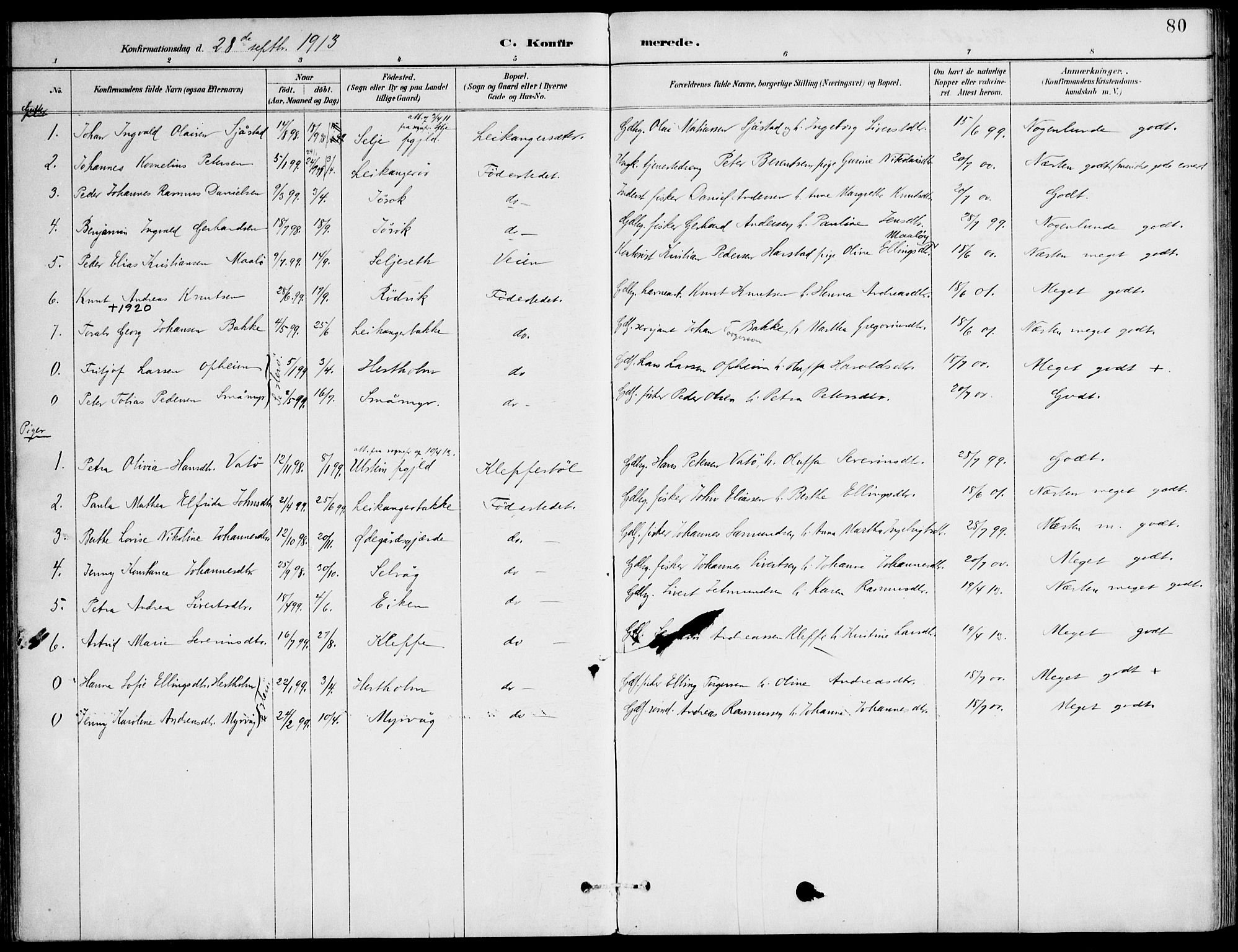 Ministerialprotokoller, klokkerbøker og fødselsregistre - Møre og Romsdal, AV/SAT-A-1454/508/L0095: Parish register (official) no. 508A02, 1887-1920, p. 80