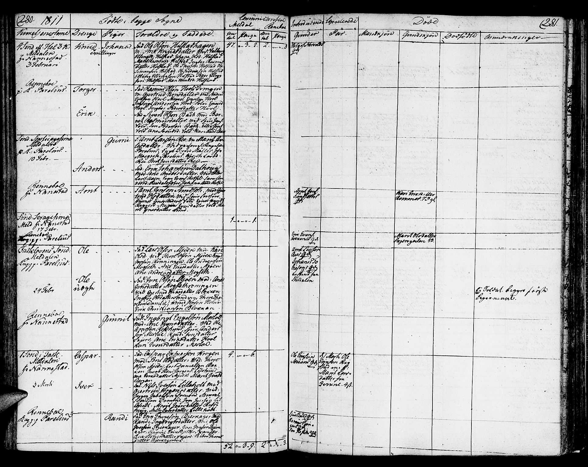 Ministerialprotokoller, klokkerbøker og fødselsregistre - Sør-Trøndelag, AV/SAT-A-1456/672/L0852: Parish register (official) no. 672A05, 1776-1815, p. 280-281