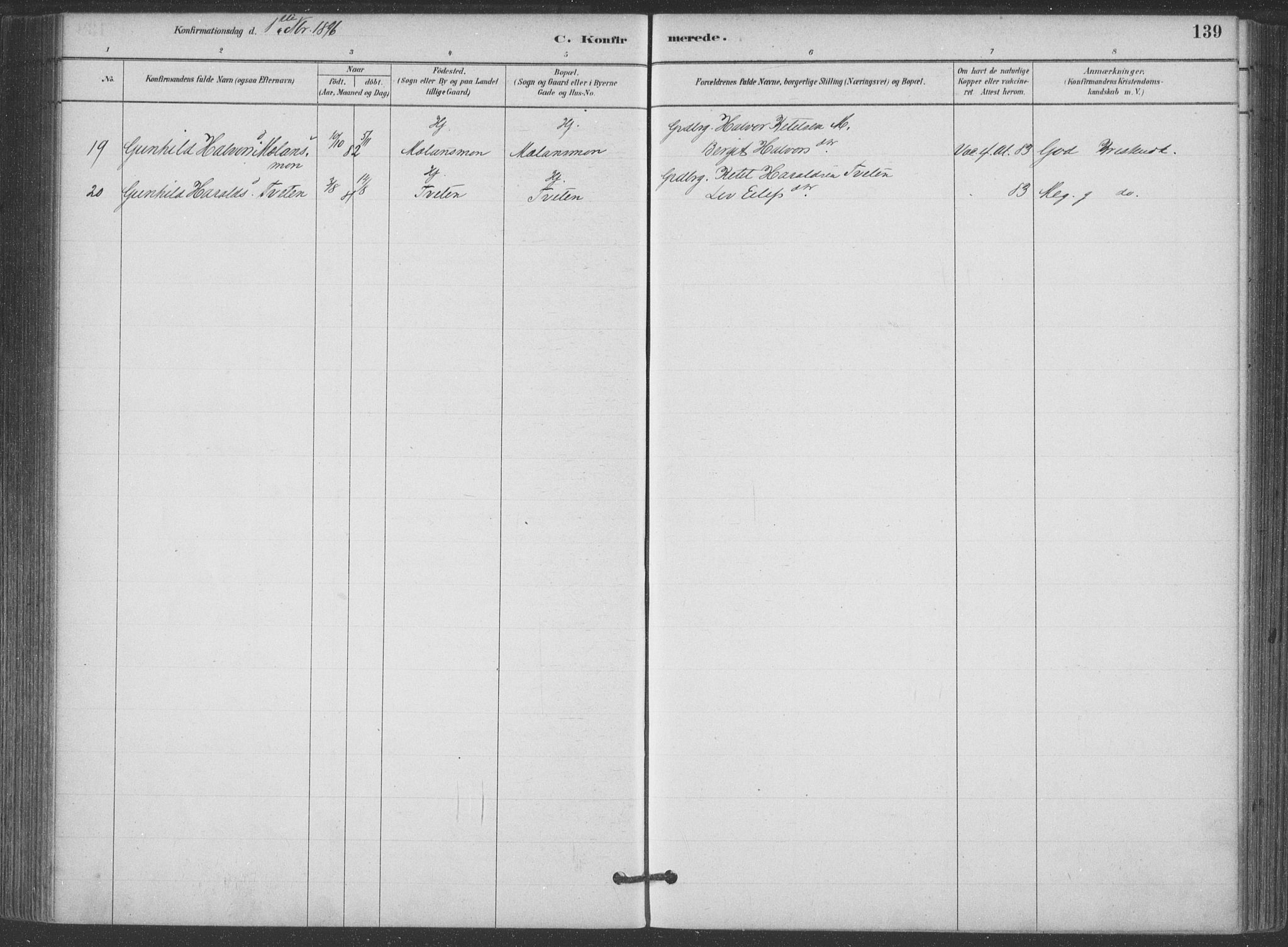 Hjartdal kirkebøker, SAKO/A-270/F/Fa/L0010: Parish register (official) no. I 10, 1880-1929, p. 139