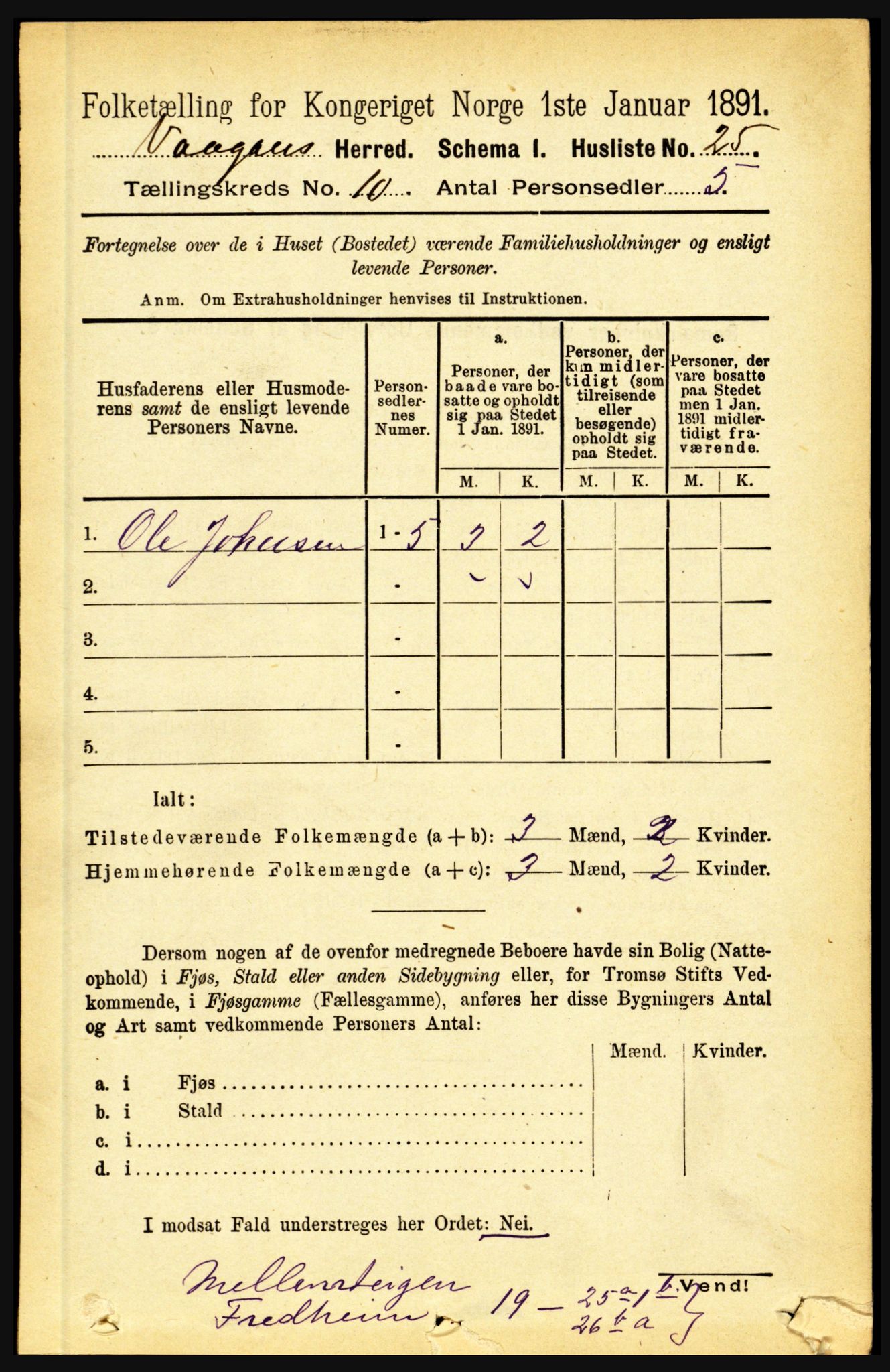 RA, 1891 census for 1865 Vågan, 1891, p. 2549