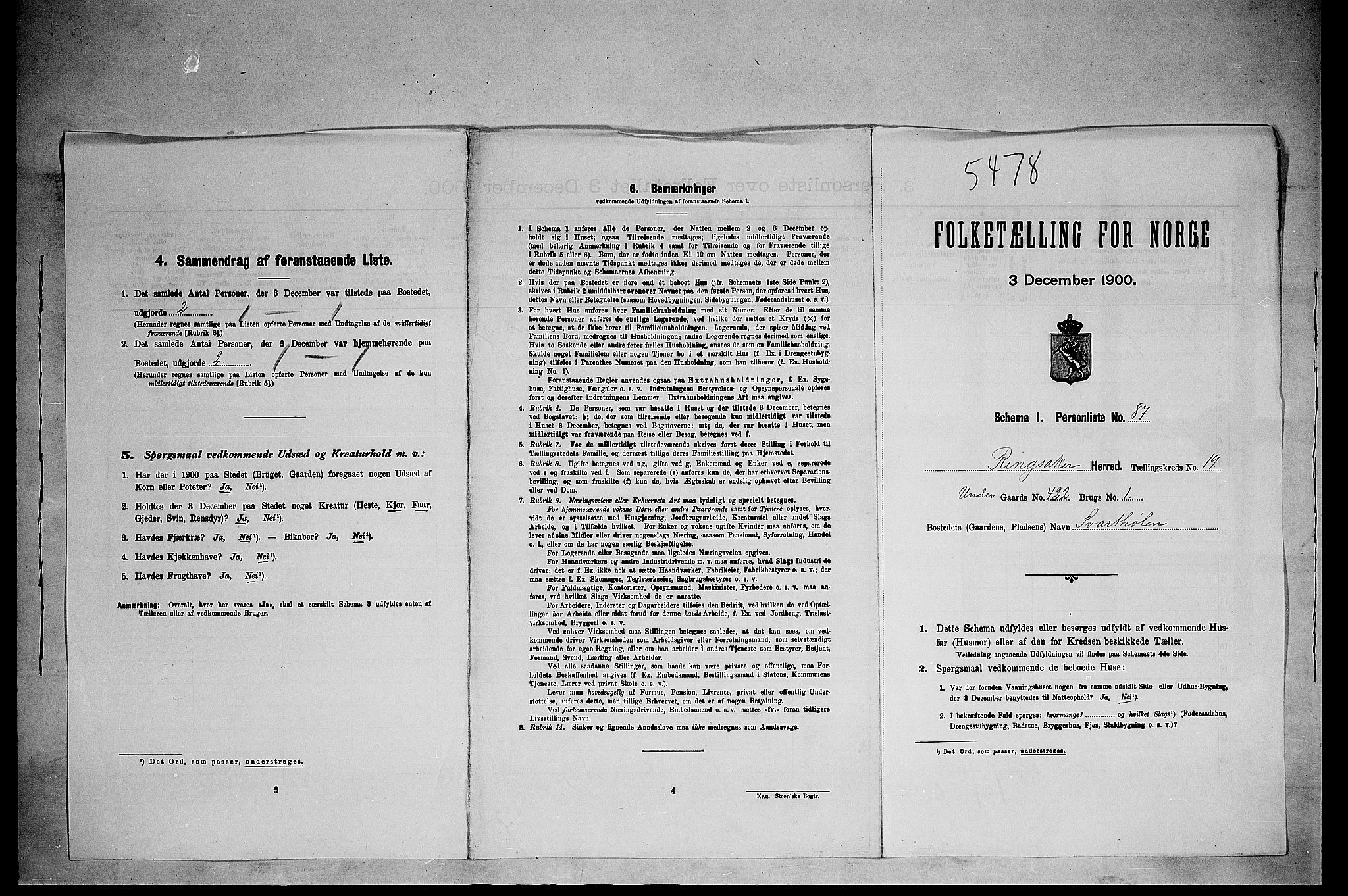 SAH, 1900 census for Ringsaker, 1900, p. 3553