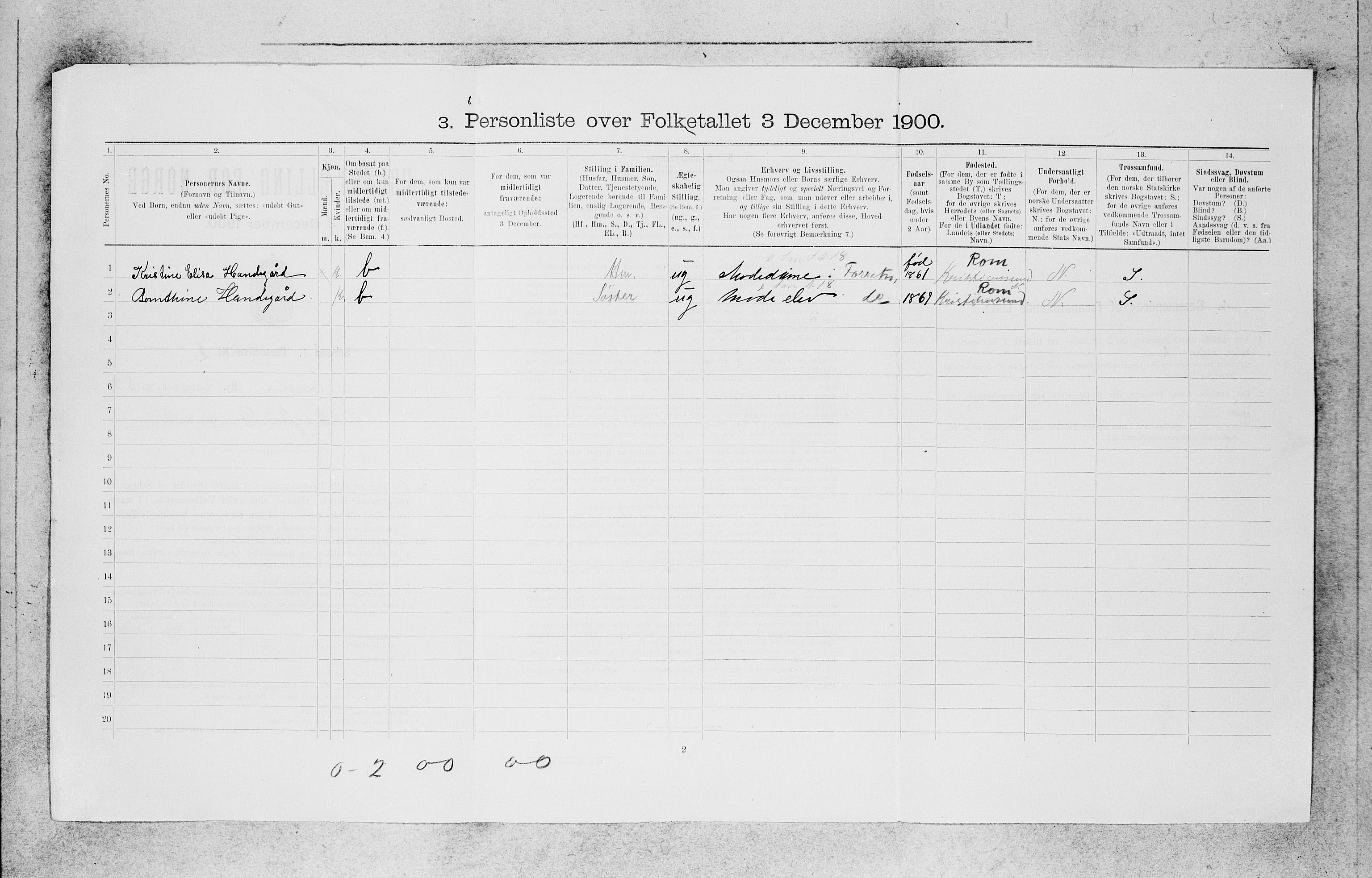 SAB, 1900 census for Bergen, 1900, p. 17957