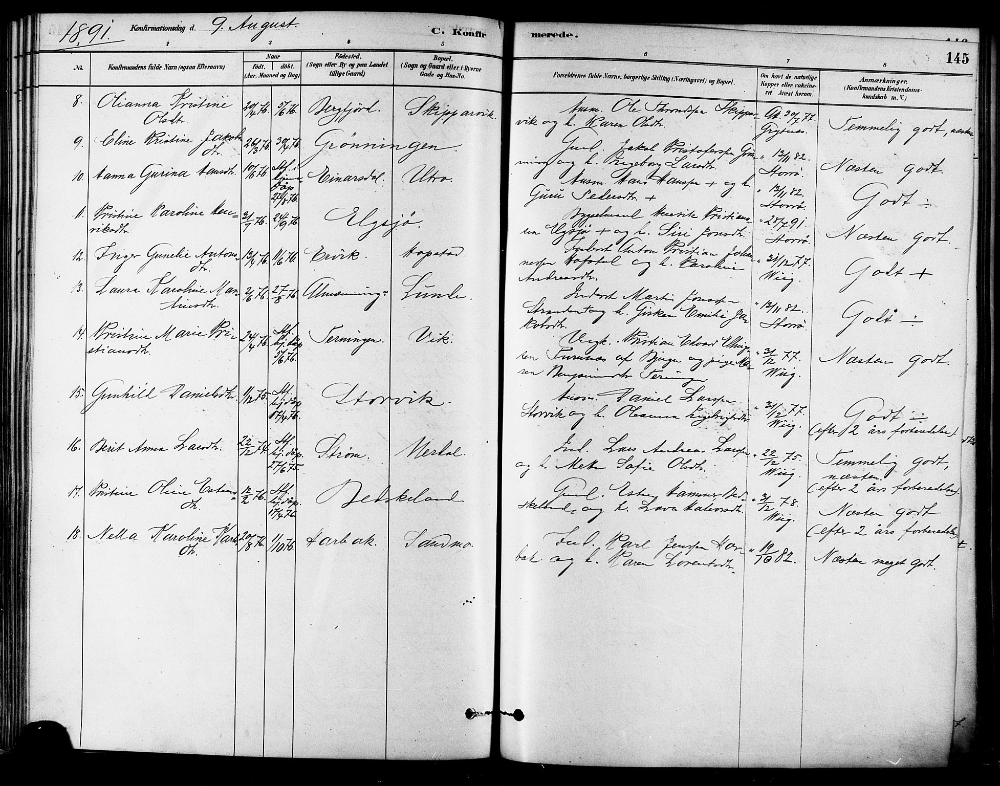 Ministerialprotokoller, klokkerbøker og fødselsregistre - Sør-Trøndelag, AV/SAT-A-1456/657/L0707: Parish register (official) no. 657A08, 1879-1893, p. 145