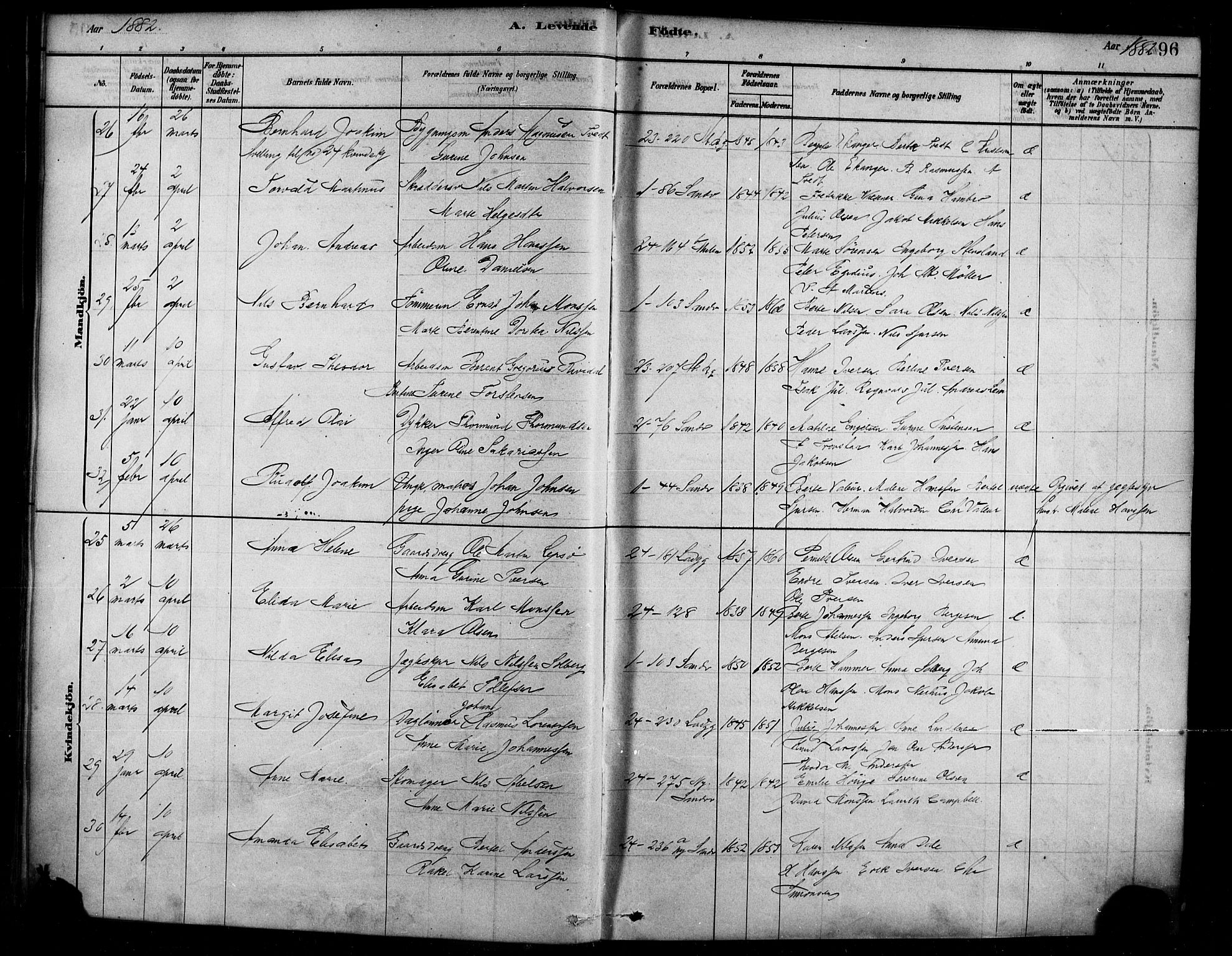 Sandviken Sokneprestembete, AV/SAB-A-77601/H/Ha/L0004: Parish register (official) no. B 1, 1878-1891, p. 96