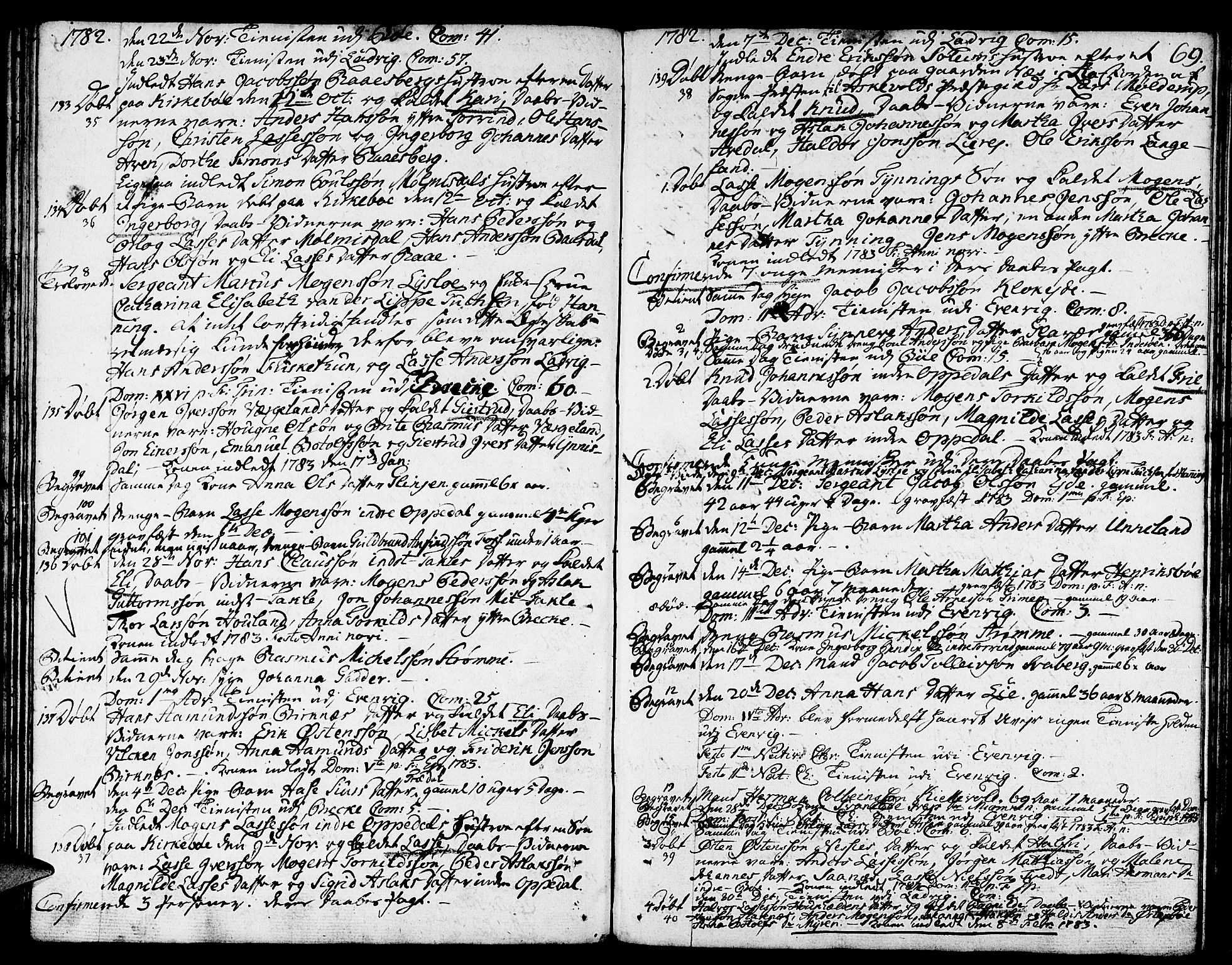 Gulen sokneprestembete, SAB/A-80201/H/Haa/Haaa/L0013: Parish register (official) no. A 13, 1776-1787, p. 69