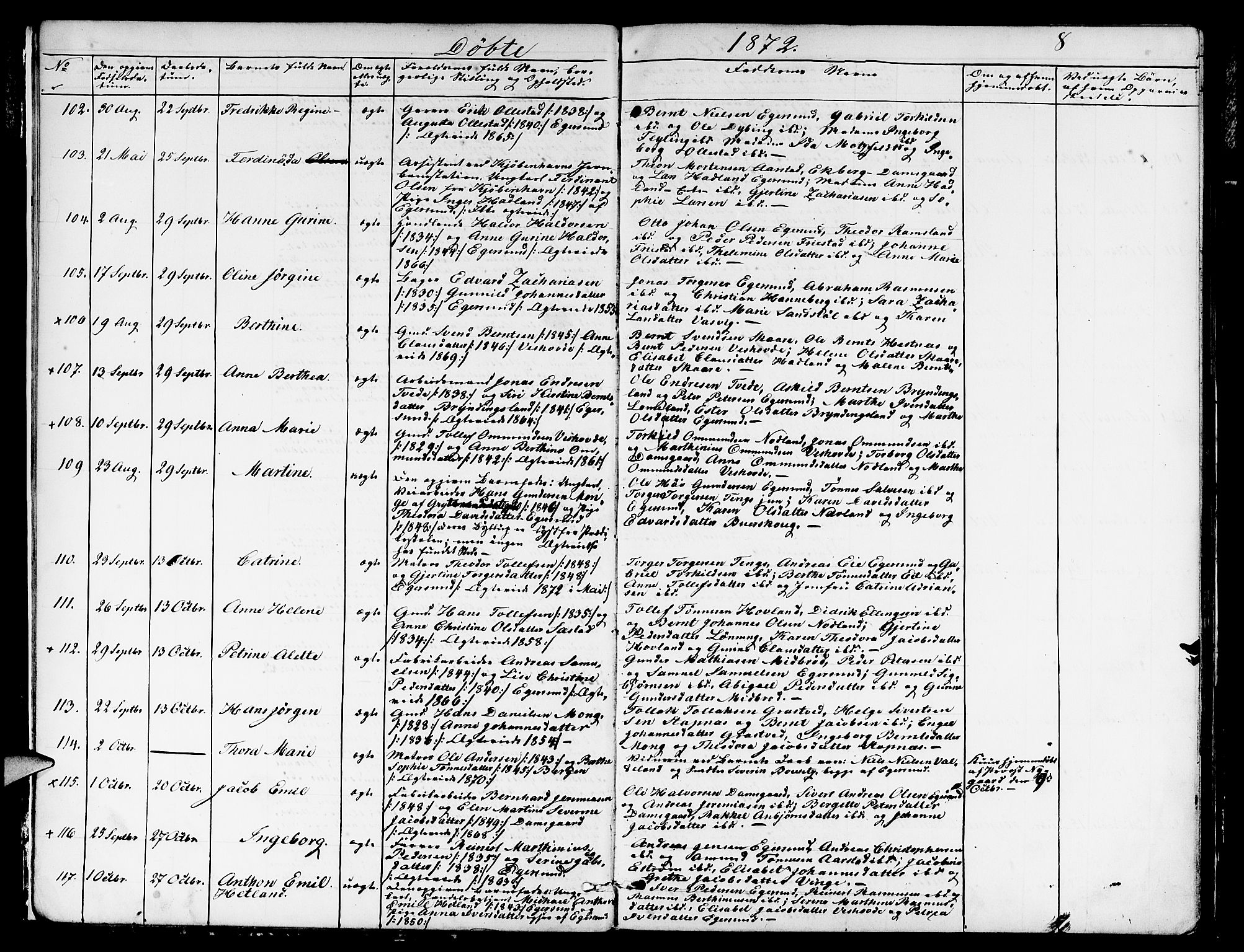 Eigersund sokneprestkontor, AV/SAST-A-101807/S09/L0005: Parish register (copy) no. B 5, 1872-1881, p. 9