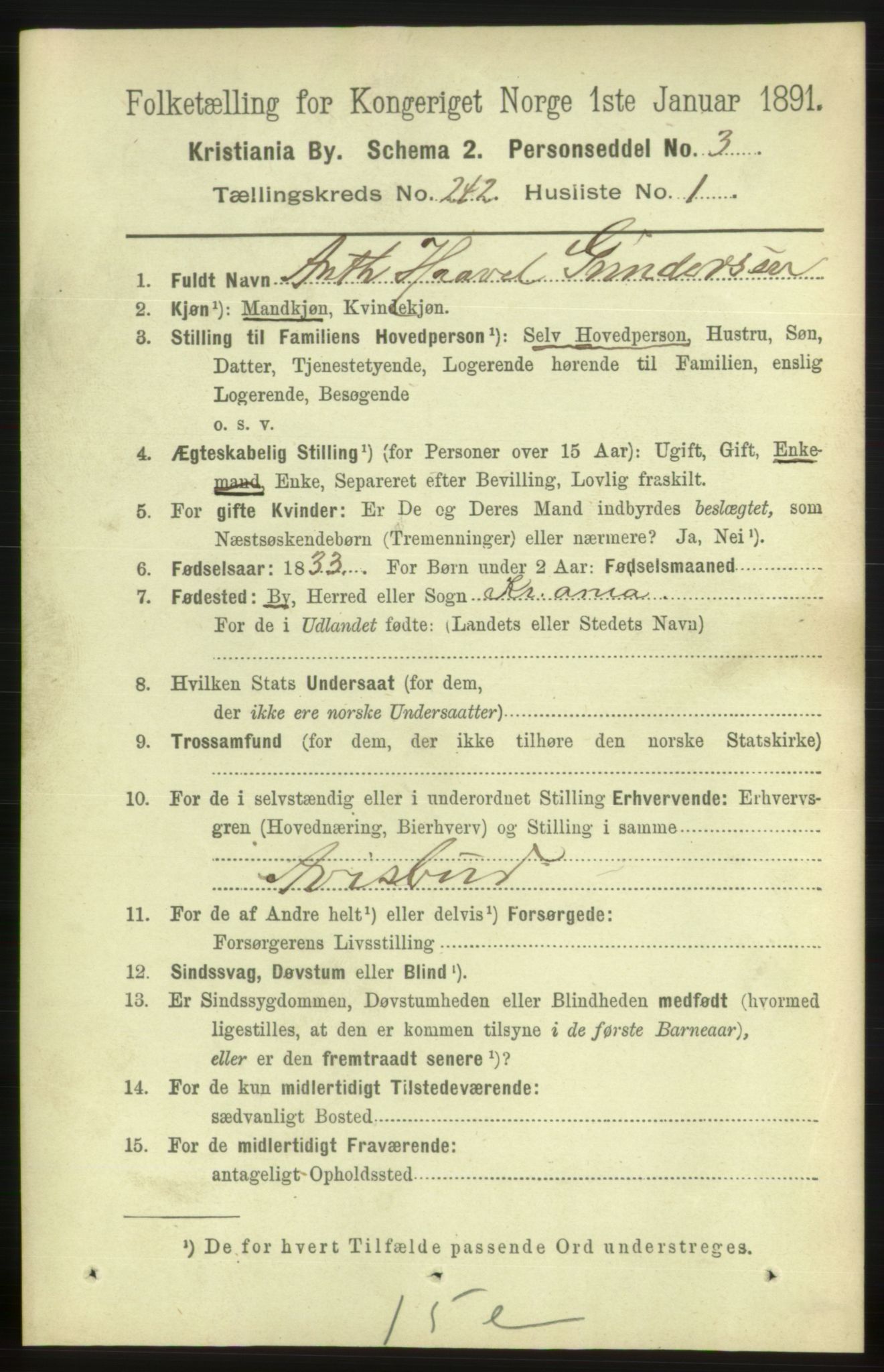 RA, 1891 census for 0301 Kristiania, 1891, p. 147086