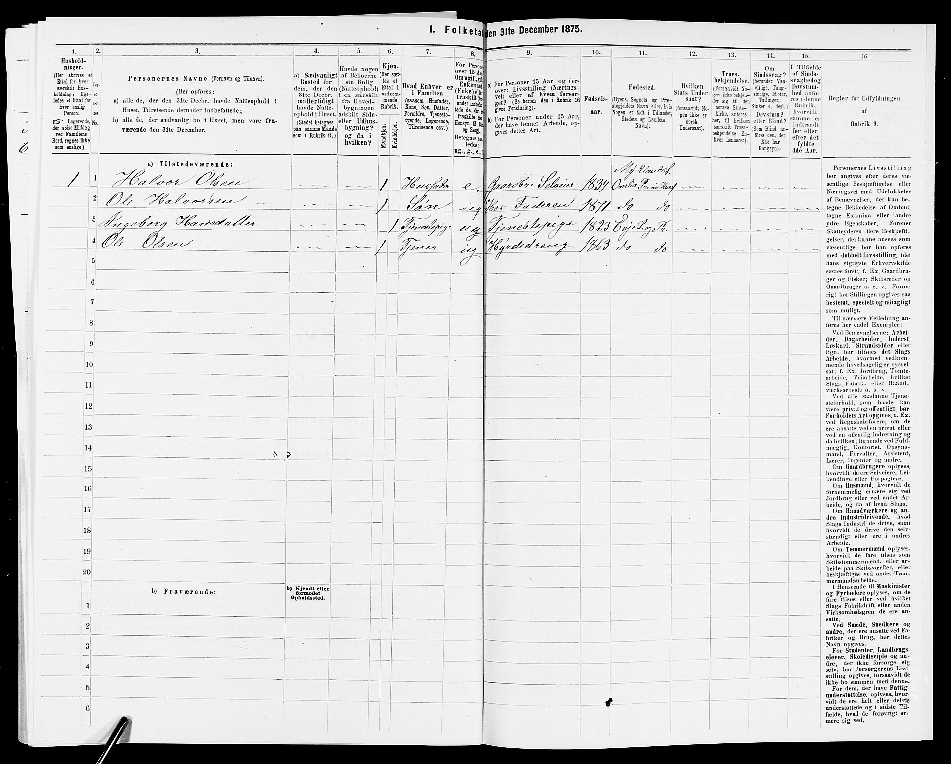 SAK, 1875 census for 0934P Evje, 1875, p. 184