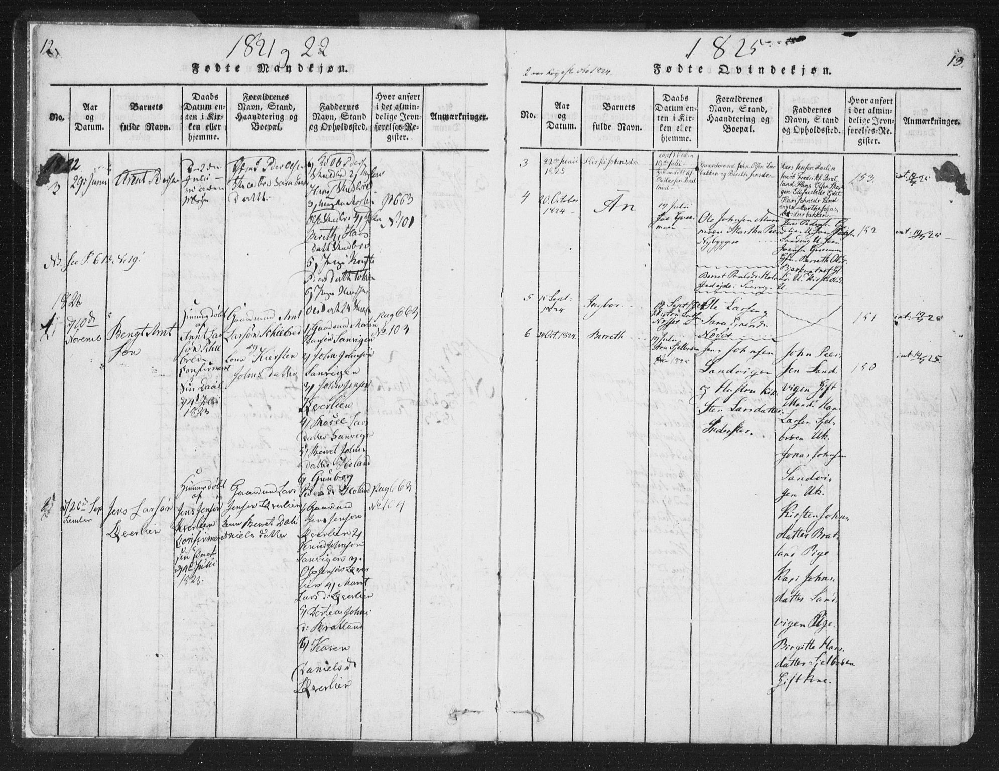 Ministerialprotokoller, klokkerbøker og fødselsregistre - Nord-Trøndelag, AV/SAT-A-1458/755/L0491: Parish register (official) no. 755A01 /1, 1817-1864, p. 12-13