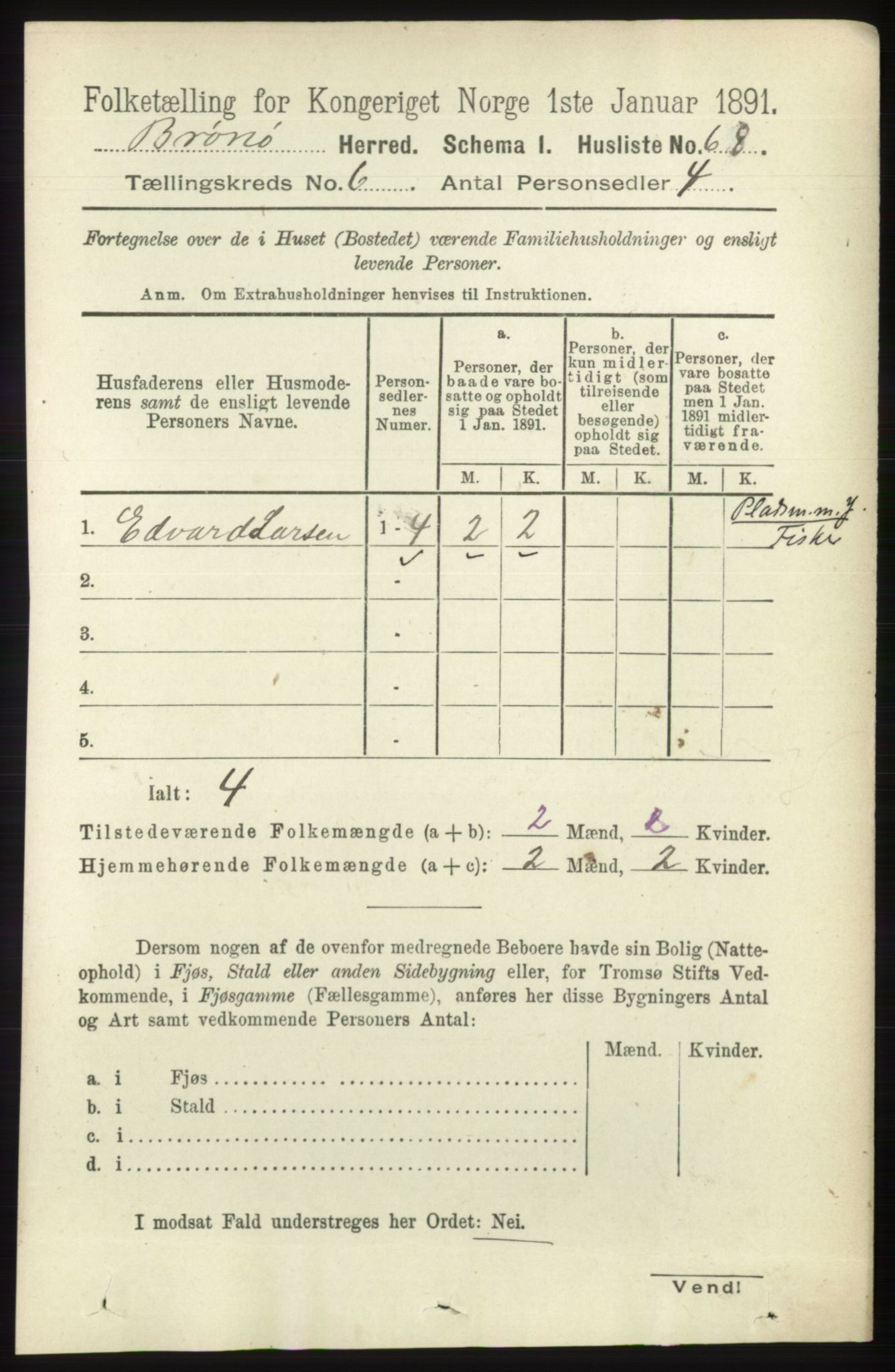 RA, 1891 census for 1814 Brønnøy, 1891, p. 3248