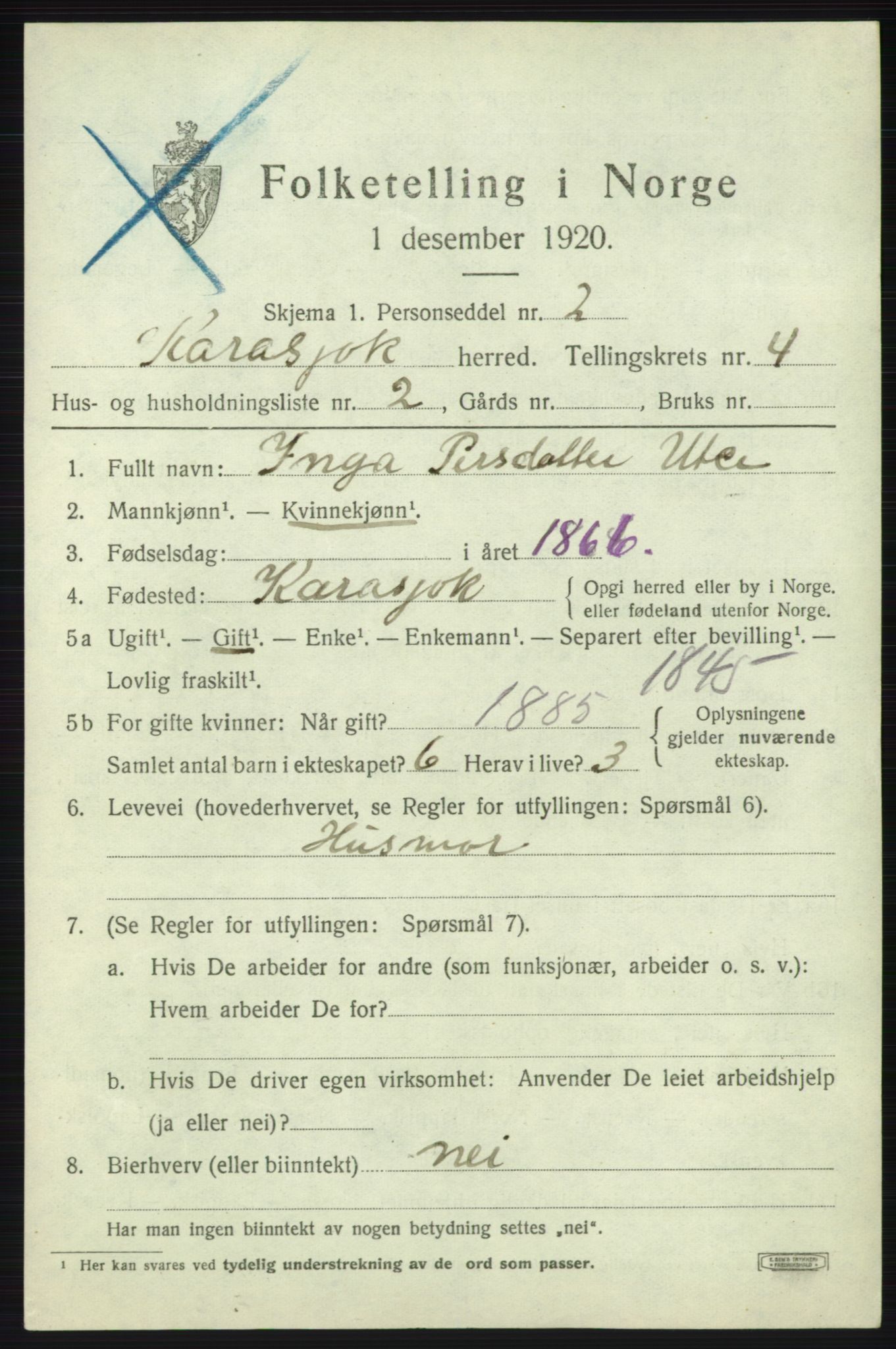 SATØ, 1920 census for Karasjok, 1920, p. 1644