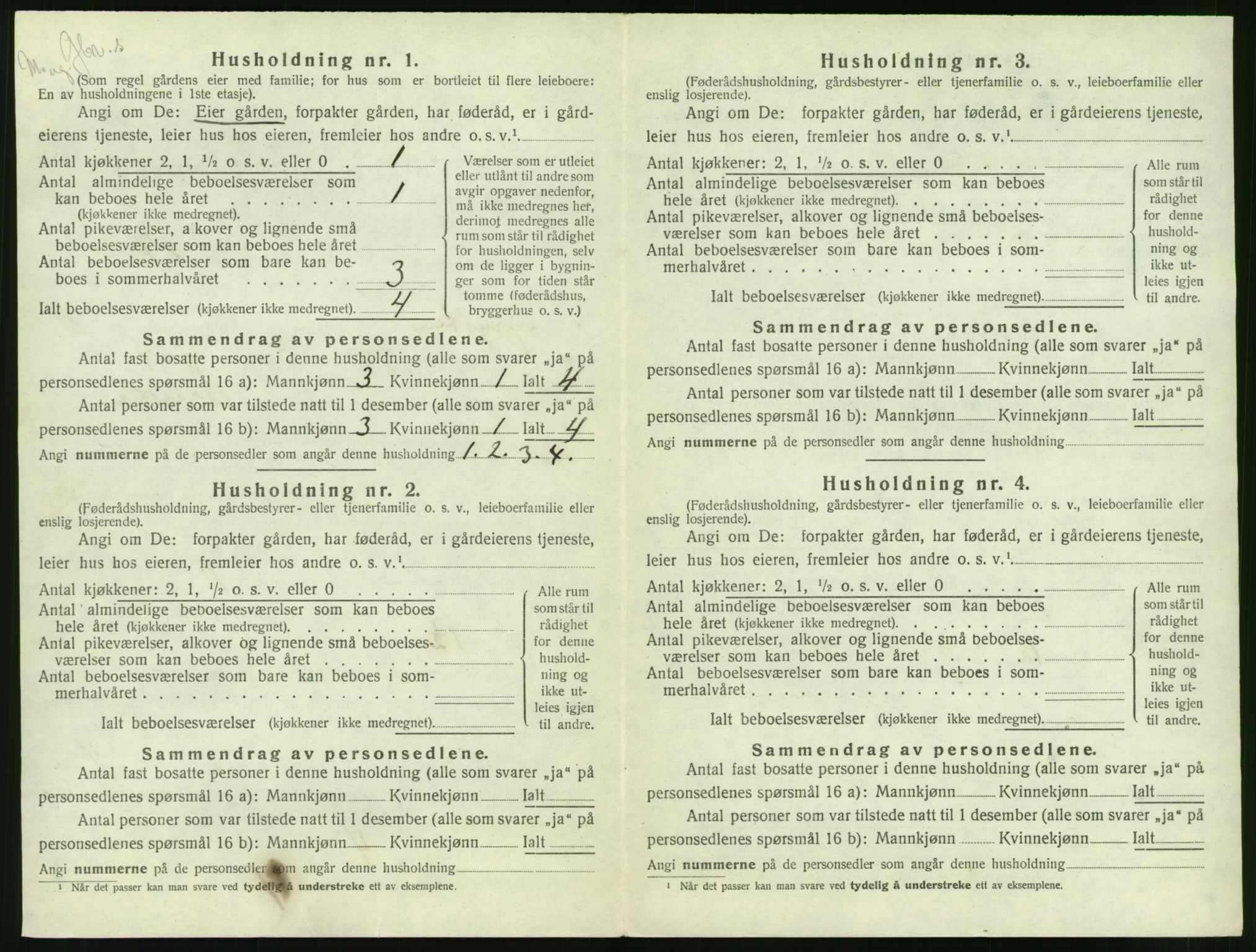 SAT, 1920 census for Grytten, 1920, p. 823