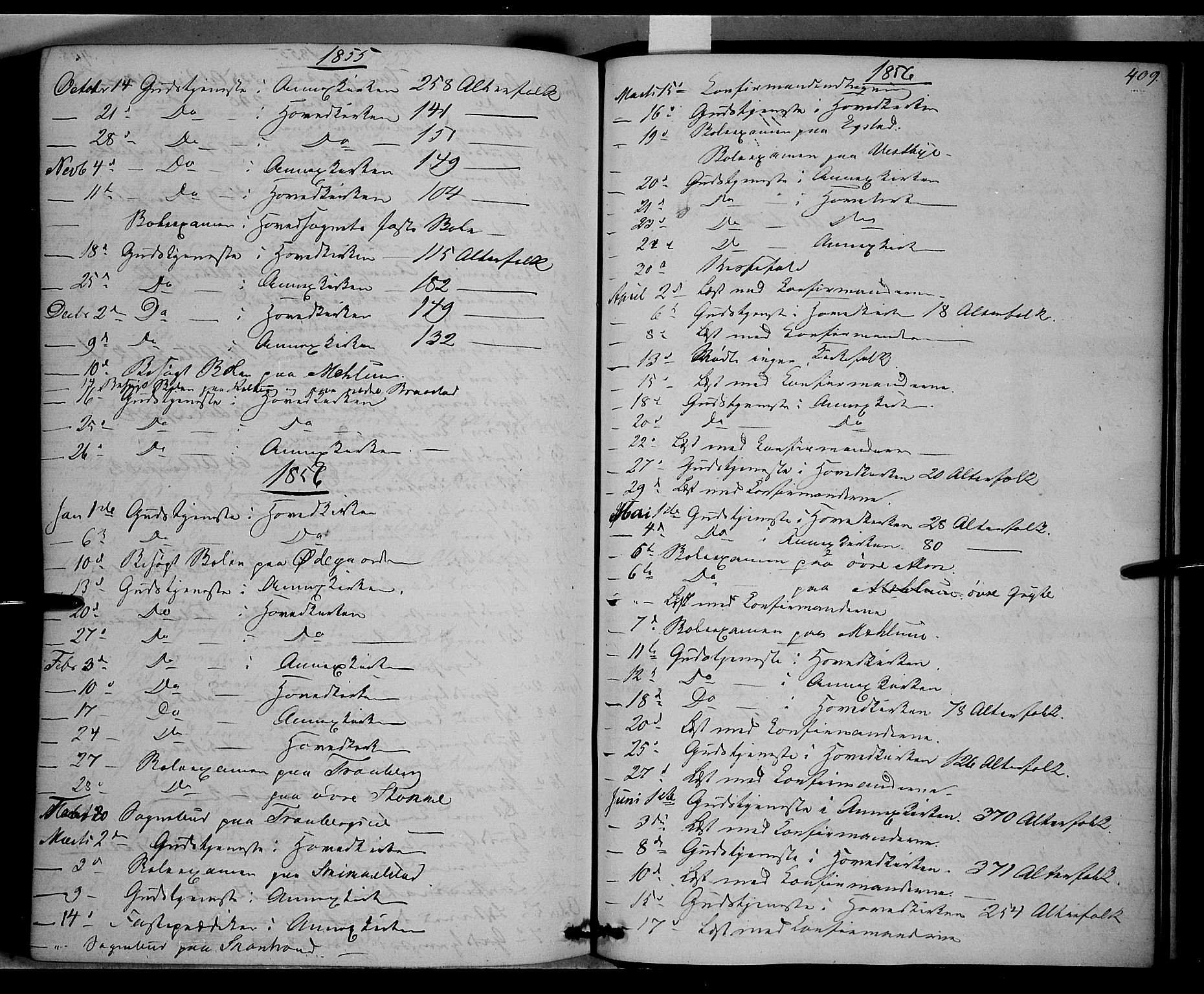 Vardal prestekontor, AV/SAH-PREST-100/H/Ha/Haa/L0006: Parish register (official) no. 6, 1854-1866, p. 409